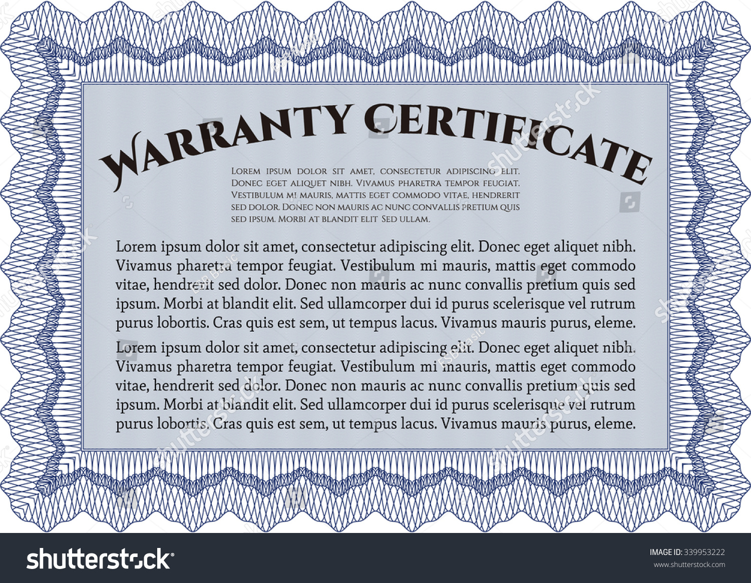 Warranty Template Very Detailed Includes Background Stock Vector ...