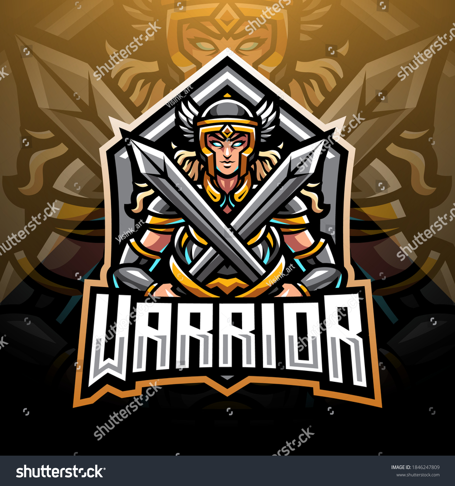 SVG of Warrior girls esport mascot logo design svg