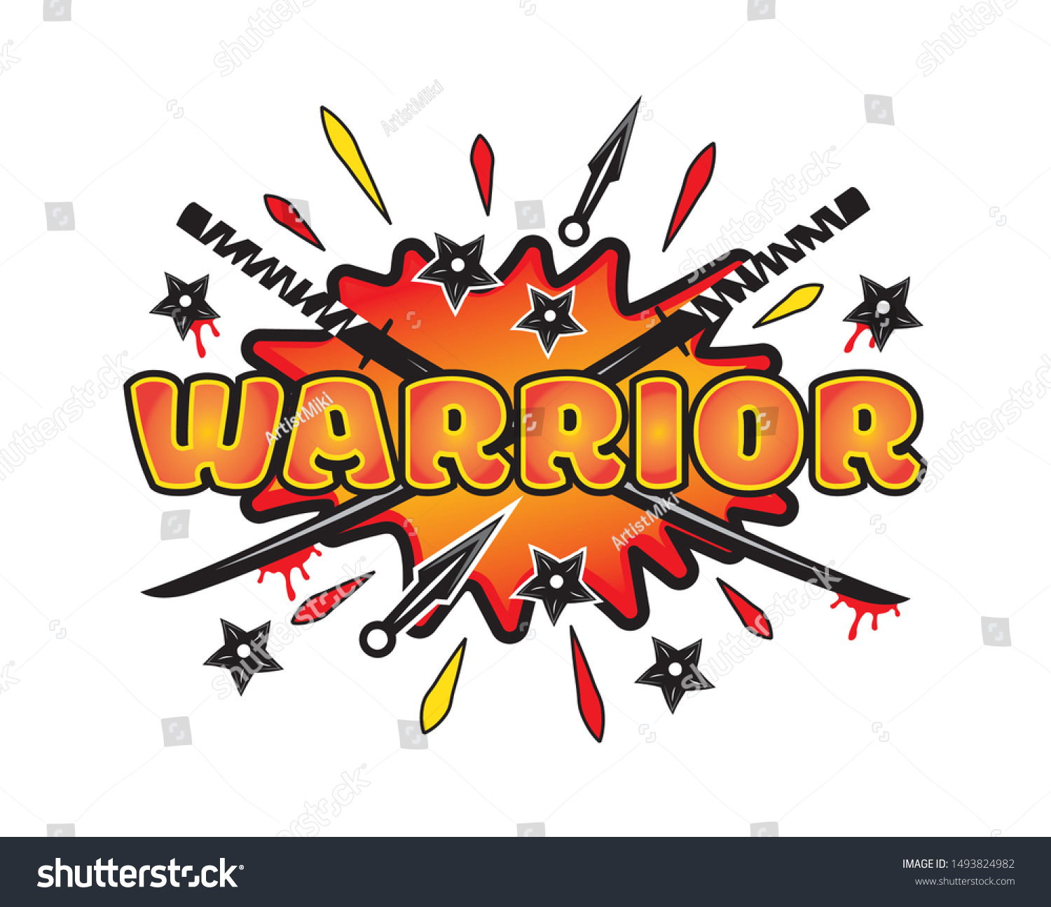 Warrior Pop Art Vector Illustration Fun Stock Image Download Now