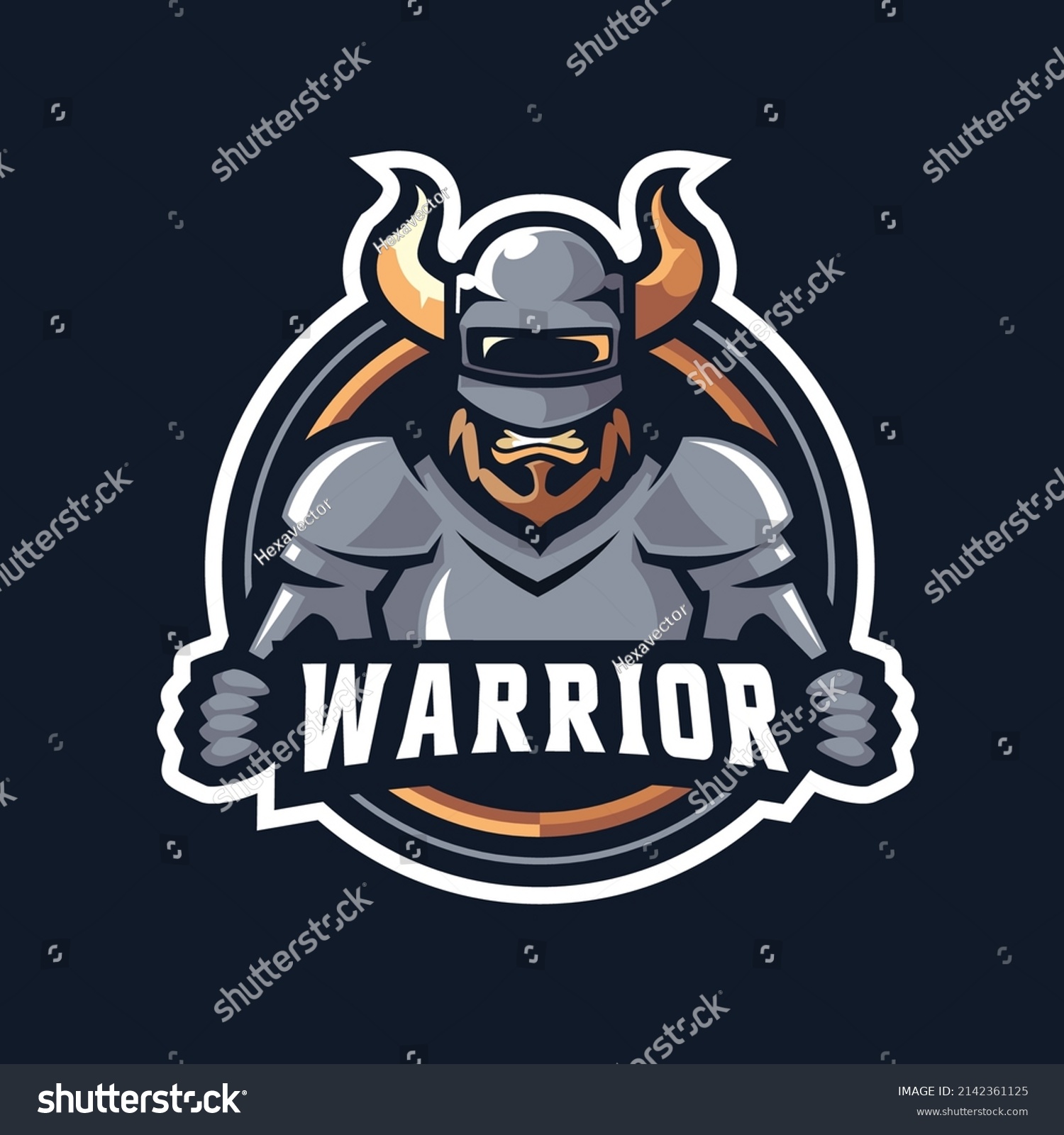 Warrior Vector Mascot Logo Design Modern Stock Vector Royalty Free Stock Vector Warrior Vector Mascot Logo Design With Modern Illustration Concept Style For Badge Emblem E Sport 2142361125