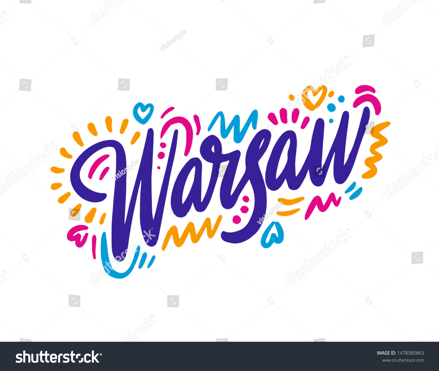 Warsaw Handwritten City Namemodern Calligraphy Hand Stock Vector Royalty Free