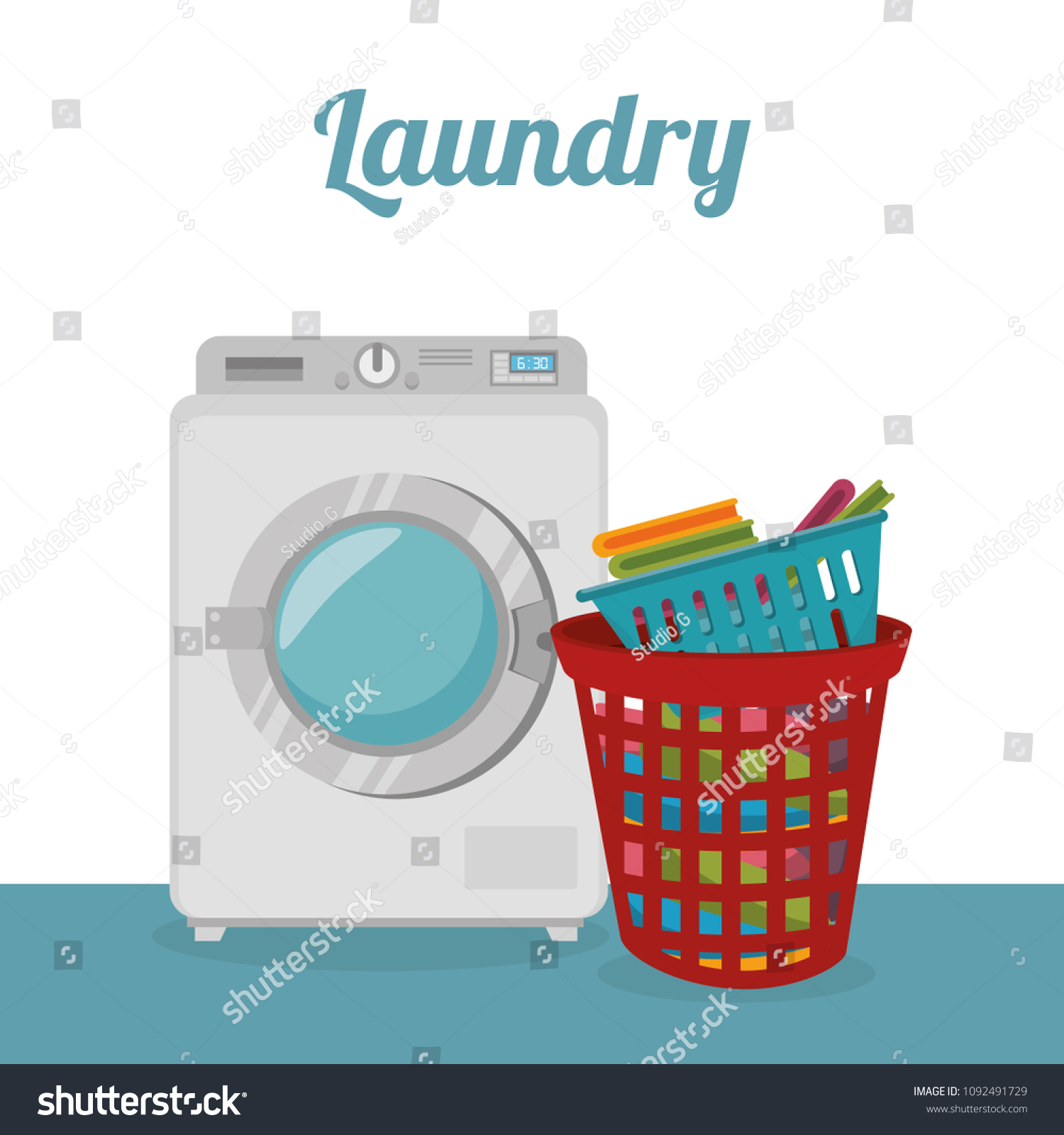 Wash Machine Laundry Service Stock Vector Royalty Free 1092491729