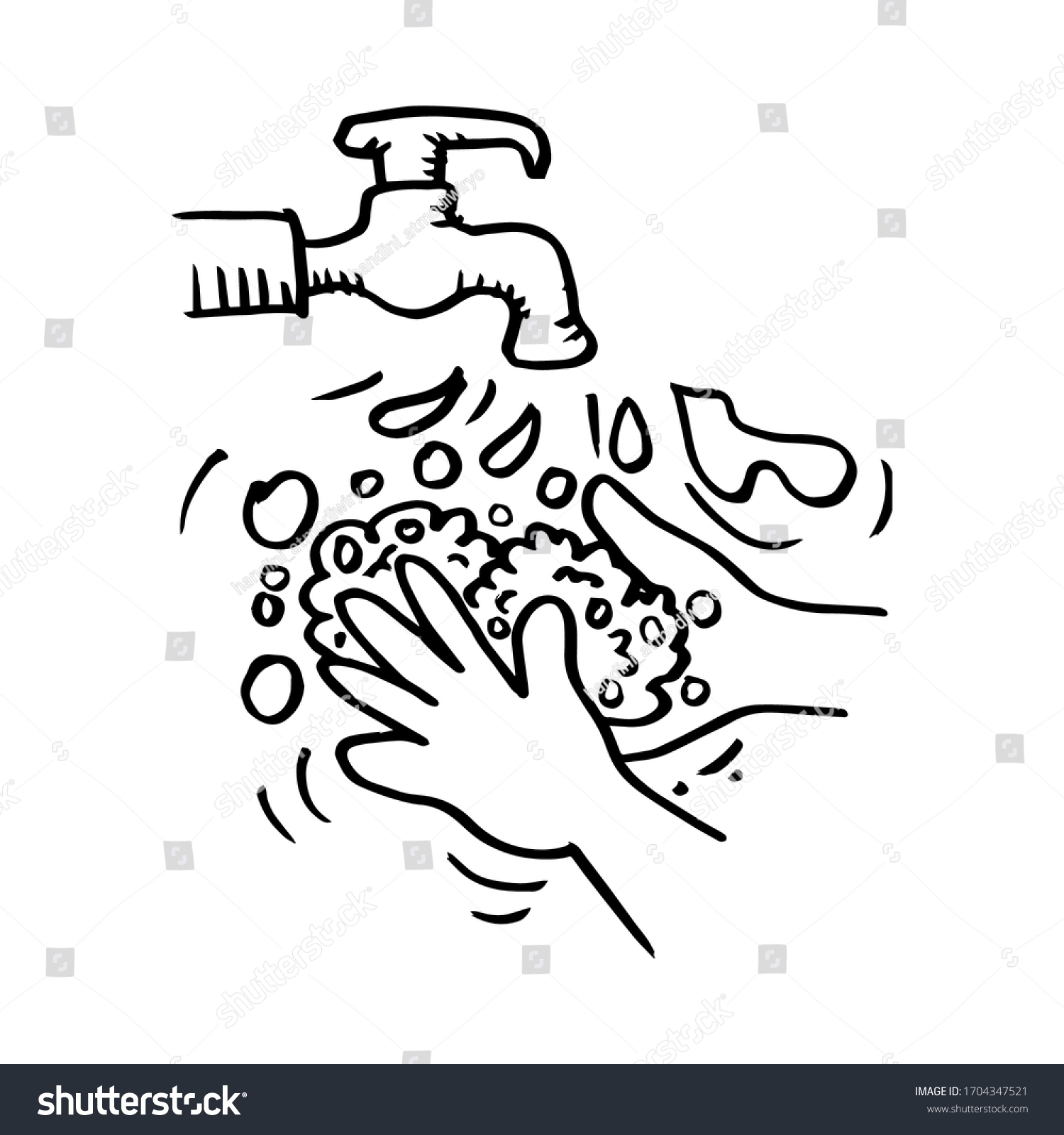 Wash Your Hands Hand Drawing Hand Stock Vector (Royalty Free) 1704347521