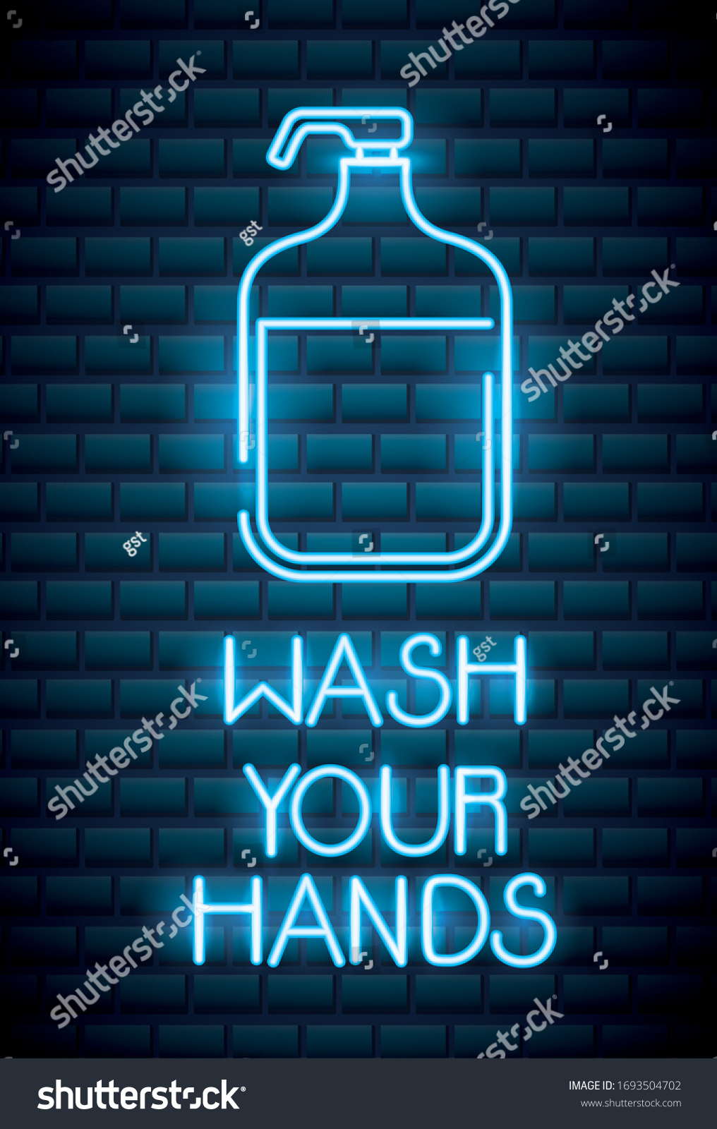 Wash Your Hands Neon Lights Vector Stock Vector (Royalty Free ...