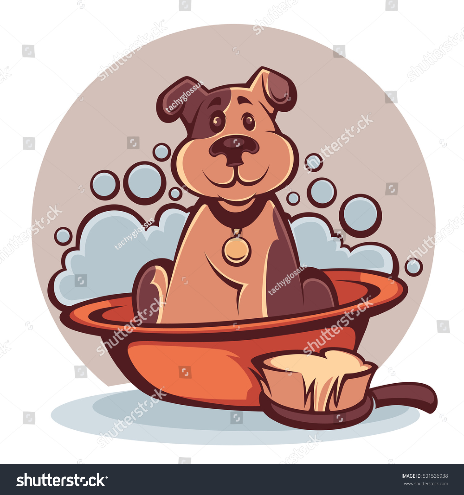 SVG of wash your pet, funny cartoon dog taking a bath svg