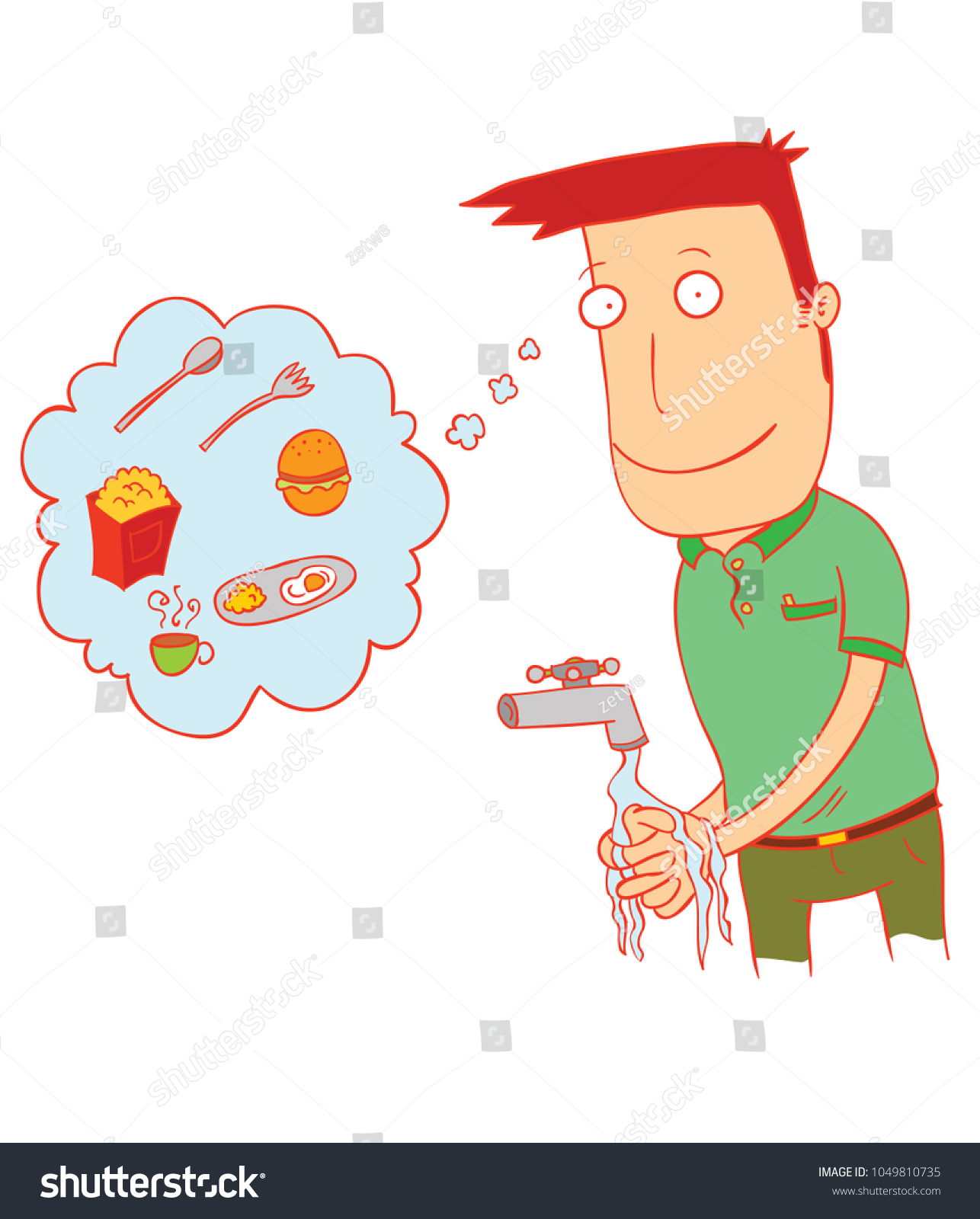 Washing Hand Before Eating Food Stock Vector (Royalty Free) 1049810735