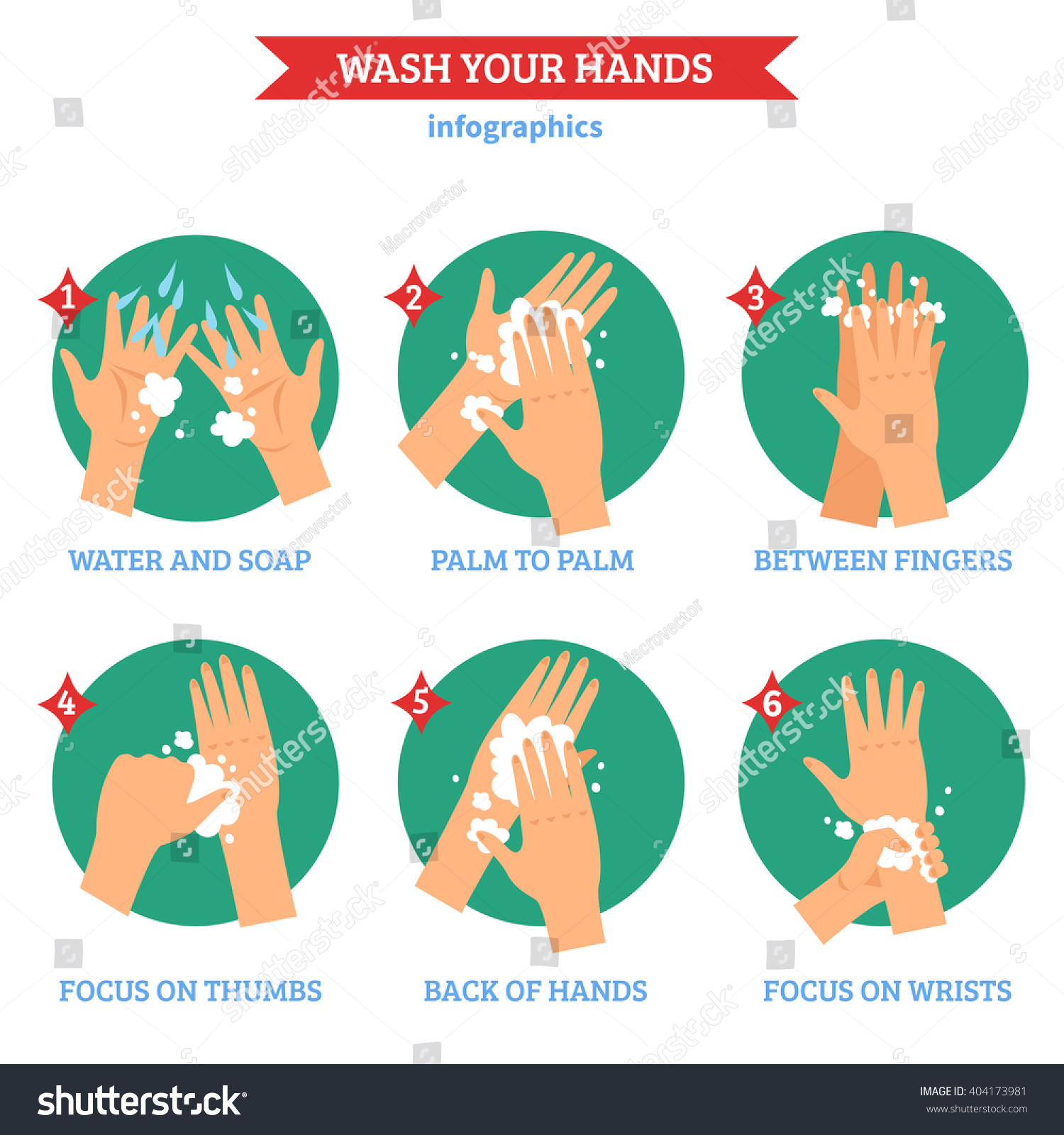 Washing Hands Properly Infographic Elements Tips Stock Vector (Royalty ...