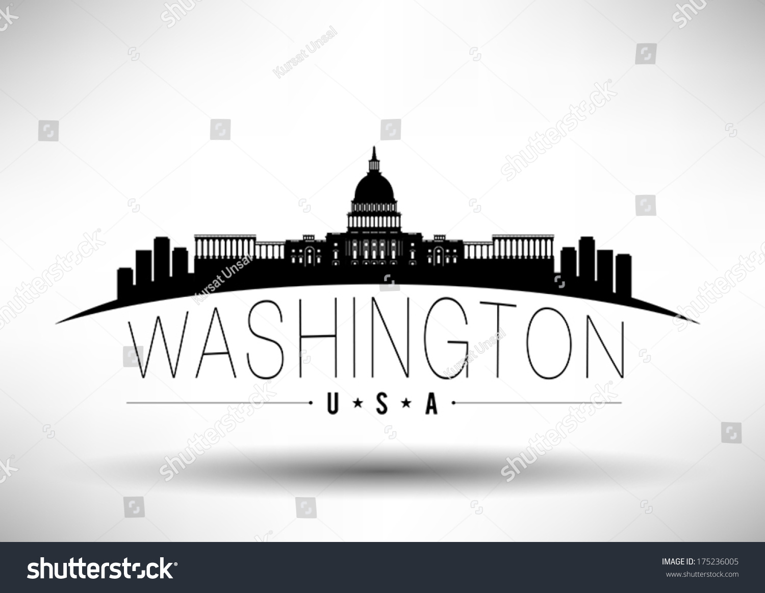 Washington Dc Skyline Design Stock Vector 175236005 : Shutterstock