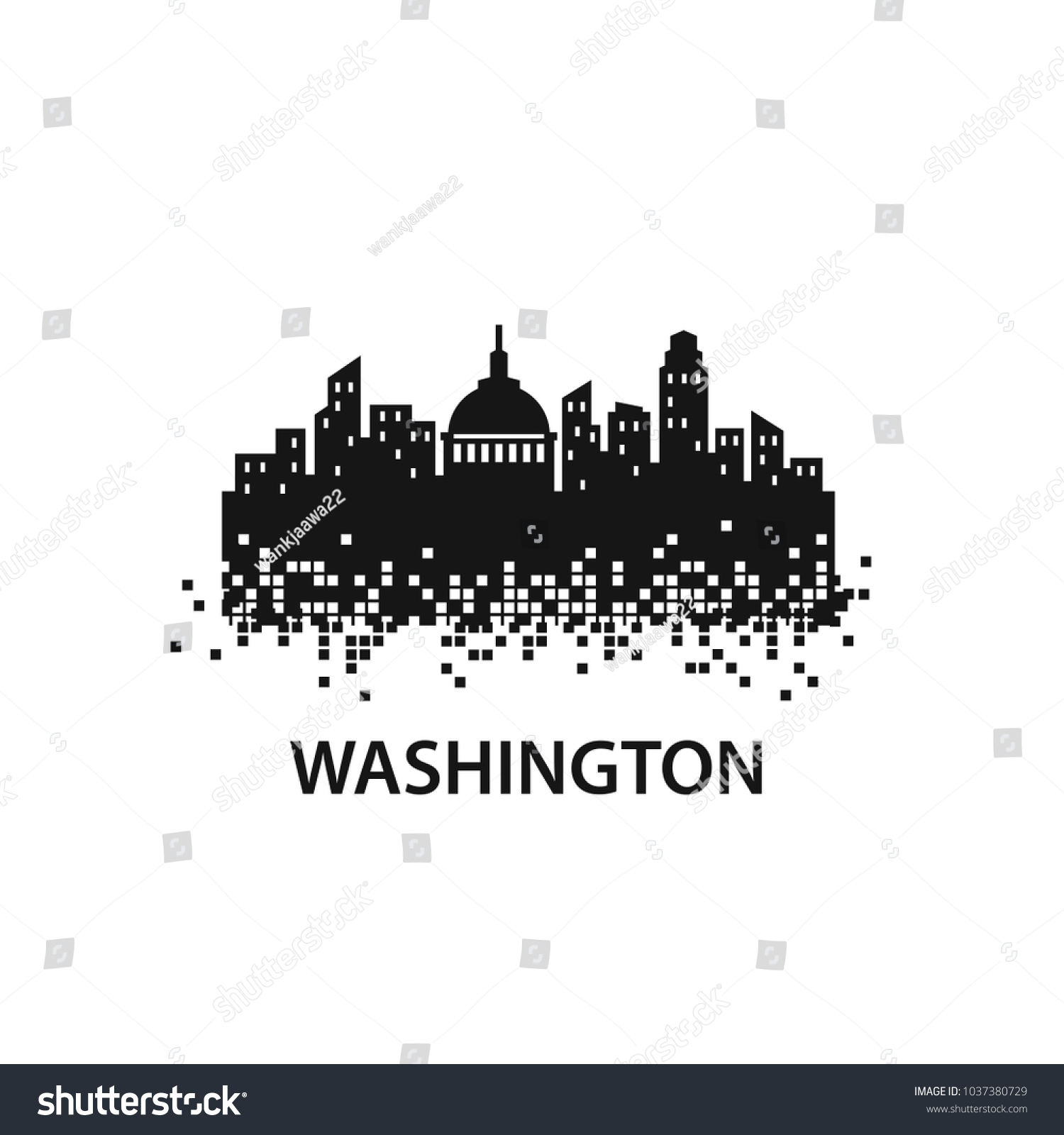 Washington Skyline Landscape Silhouette Logo Vector Stock Vector ...