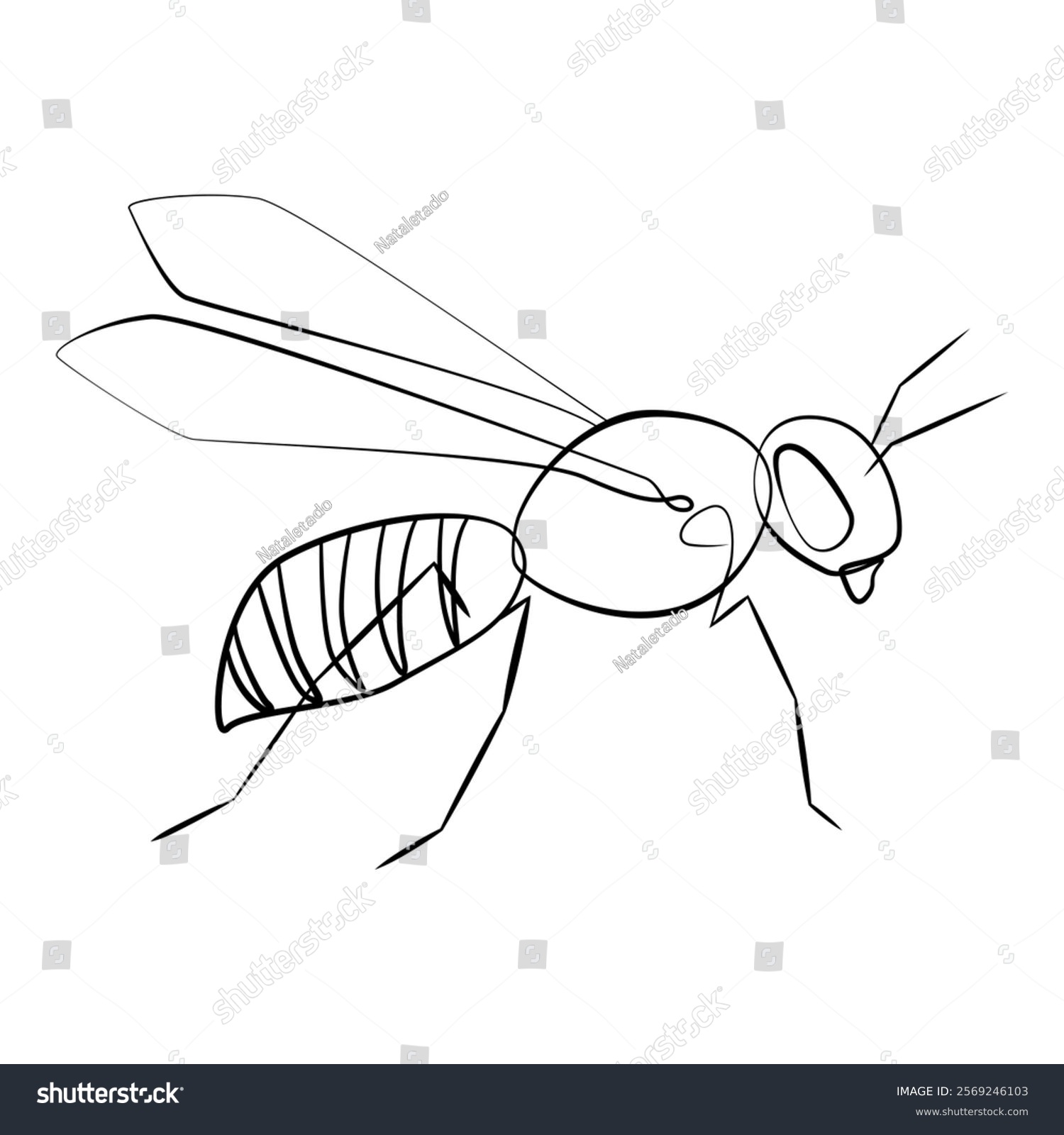 recommend clip art: Wasp one line drawing on white isolated background