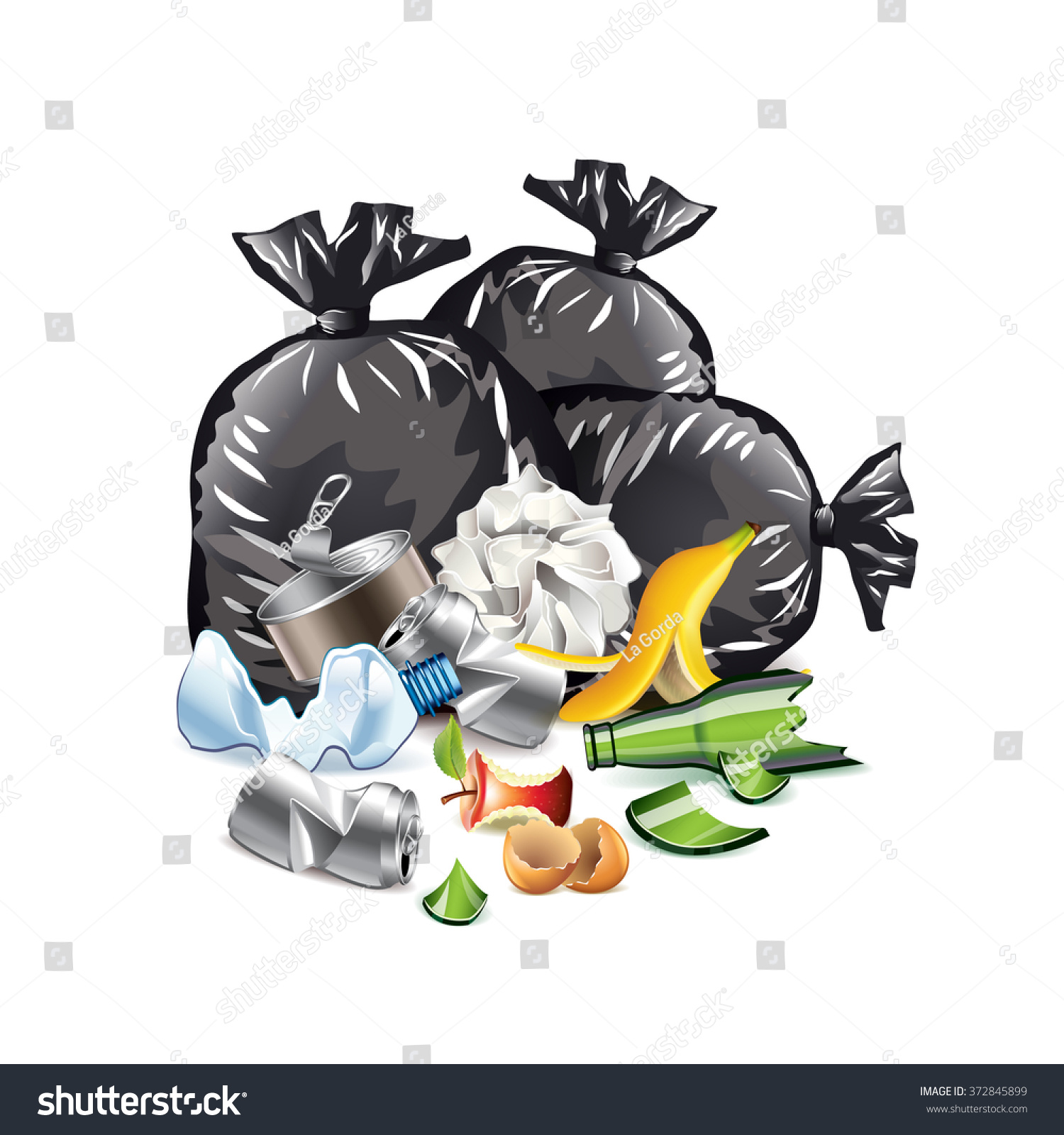 Waste Isolated On White Photo-Realistic Vector Illustration - 372845899 ...