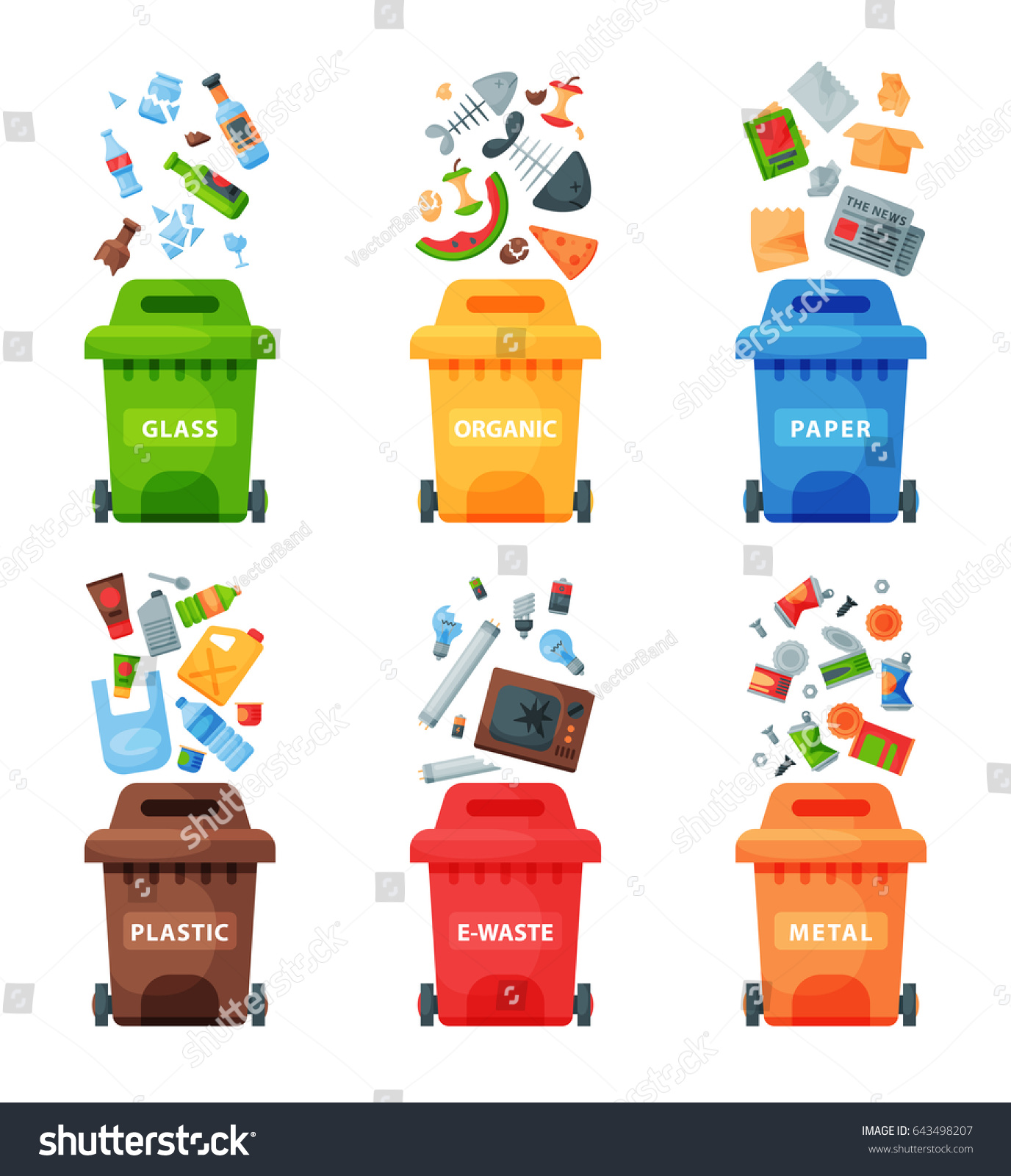 Waste Plastic Separate Cans Recycling Sorting Stock Vector (Royalty ...