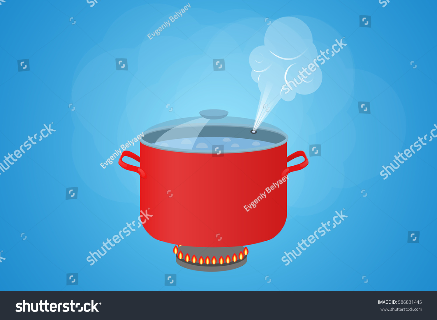 Water Boiling Pan Hot Steam Pan Stock Vector 586831445 - Shutterstock