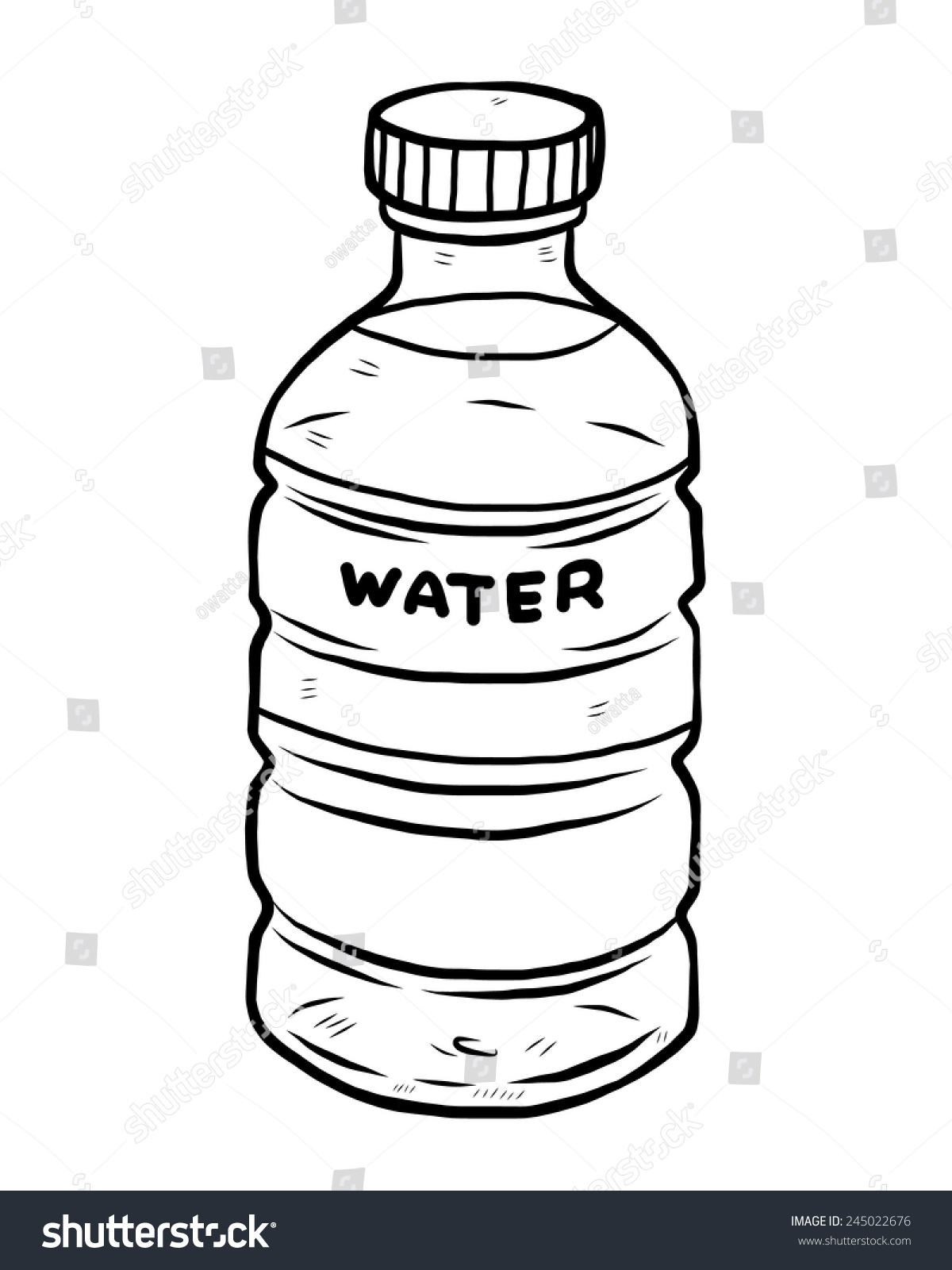 Water Bottle Cartoon Vector Illustration Black Stock Vector 245022676 ...