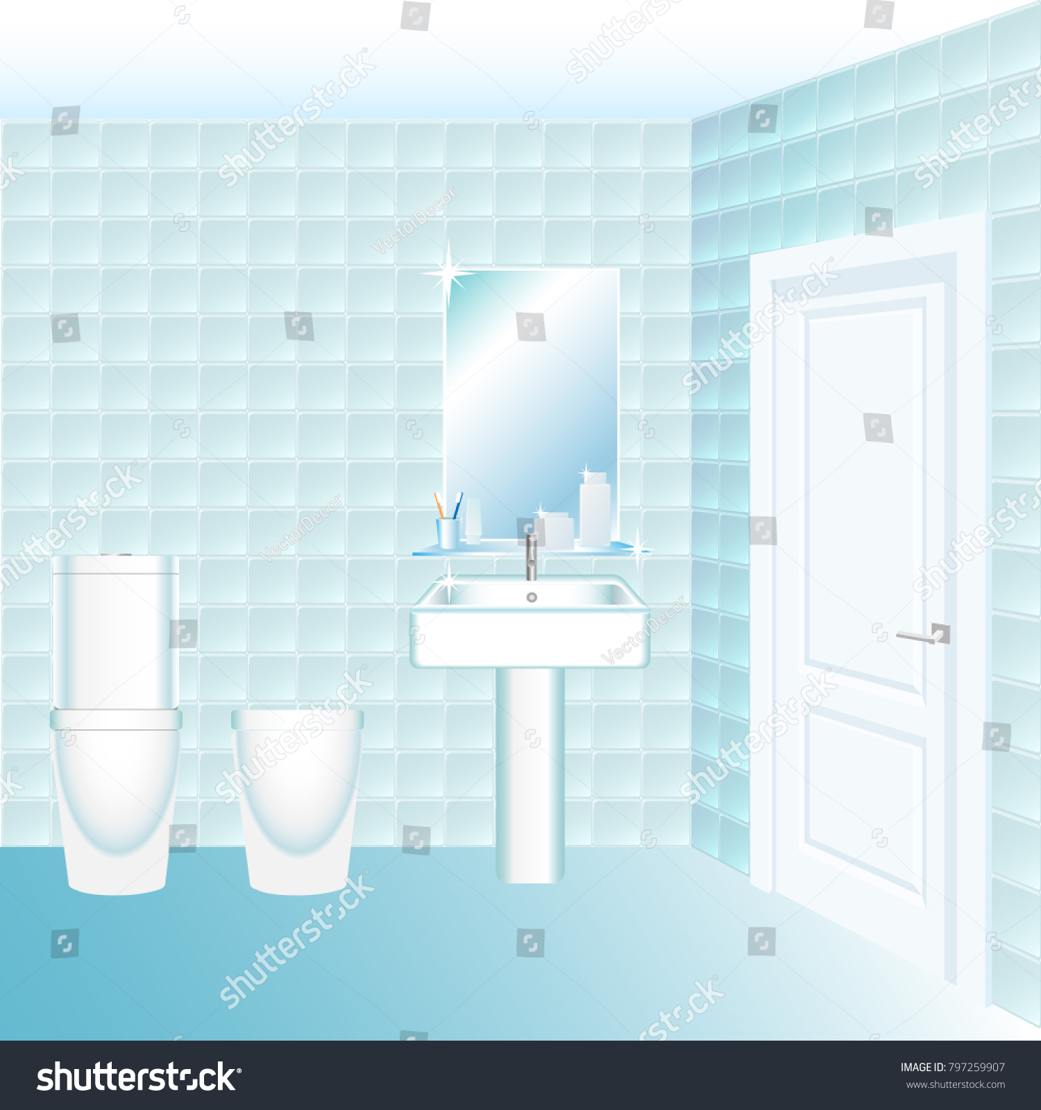 Water Closet Interior Lavatory Pan Wash Stock Vector Royalty Free