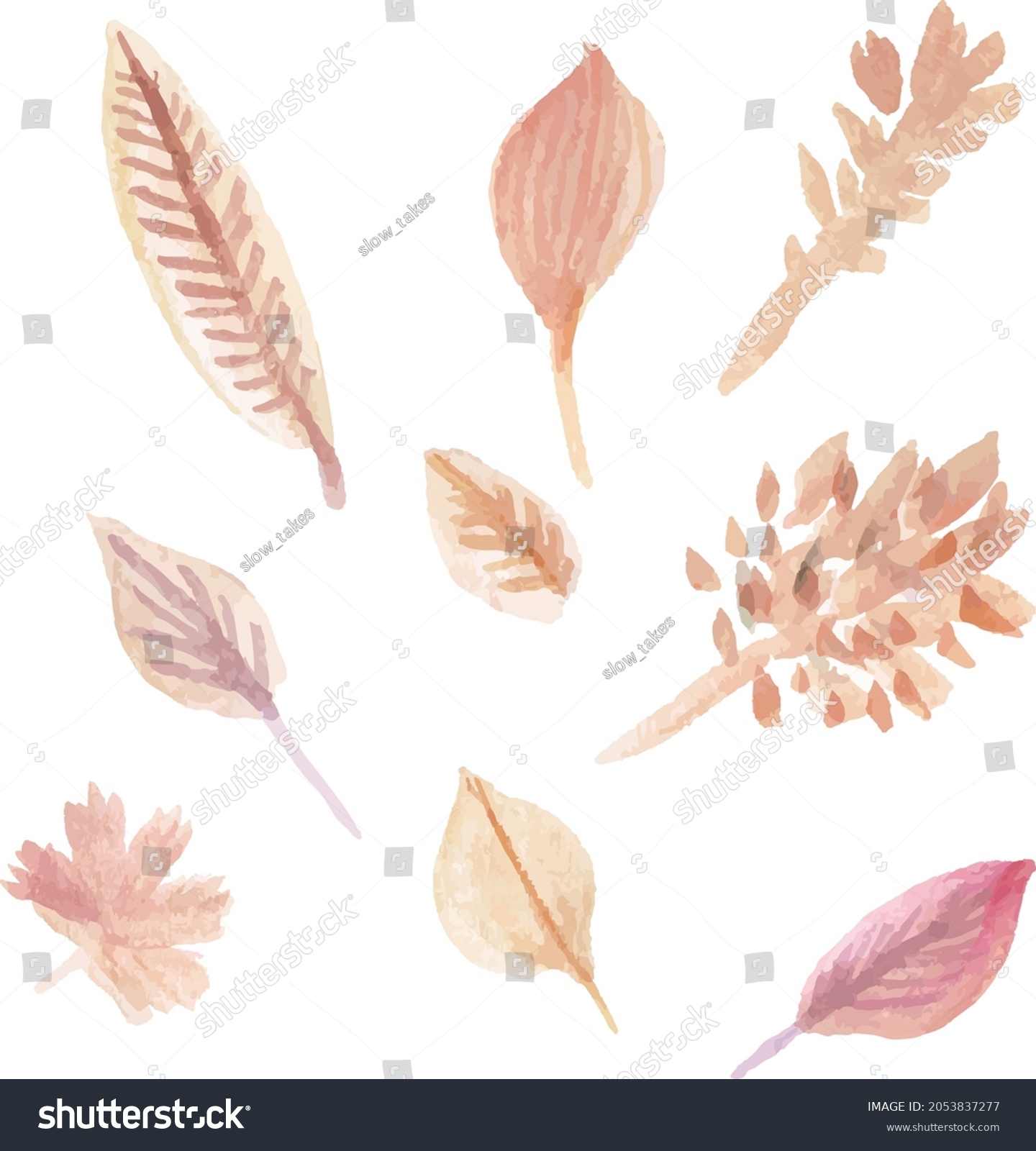 SVG of Water Color pink leaves illustration Vector SVG Craft for Poster decoration Halloween 2021 Print out hand drawn hello autumn winter october collection Thanks giving svg