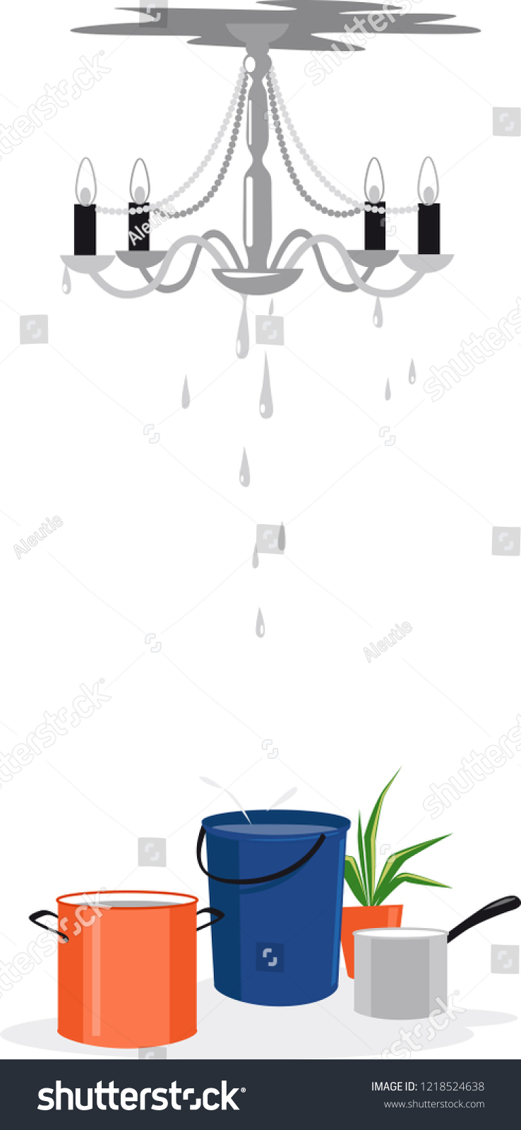 Water Coming Down Leak Ceiling Dripping Stock Vector Royalty Free