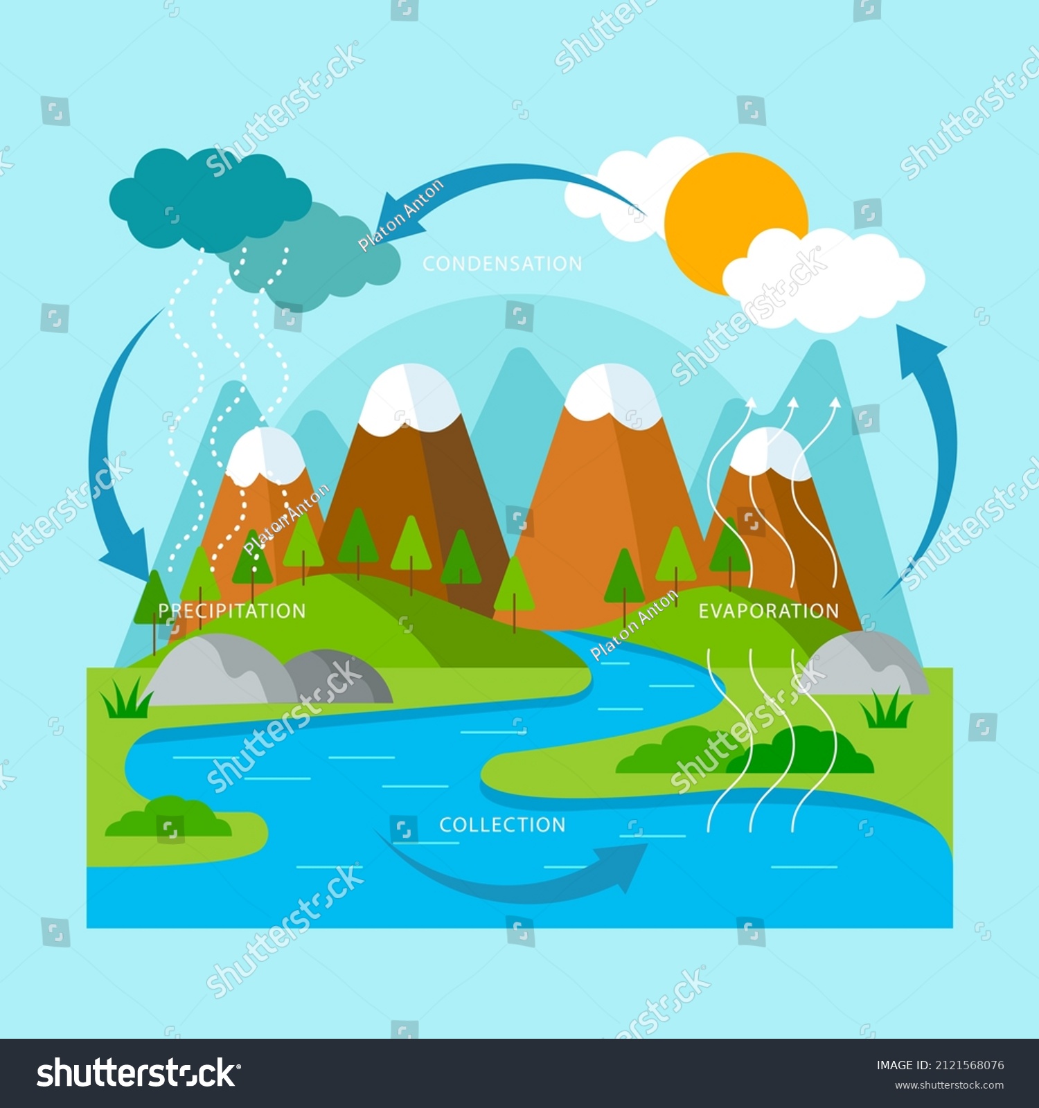 Water Cycle Infographic Ecosystem Concept Water Stock Vector (royalty 