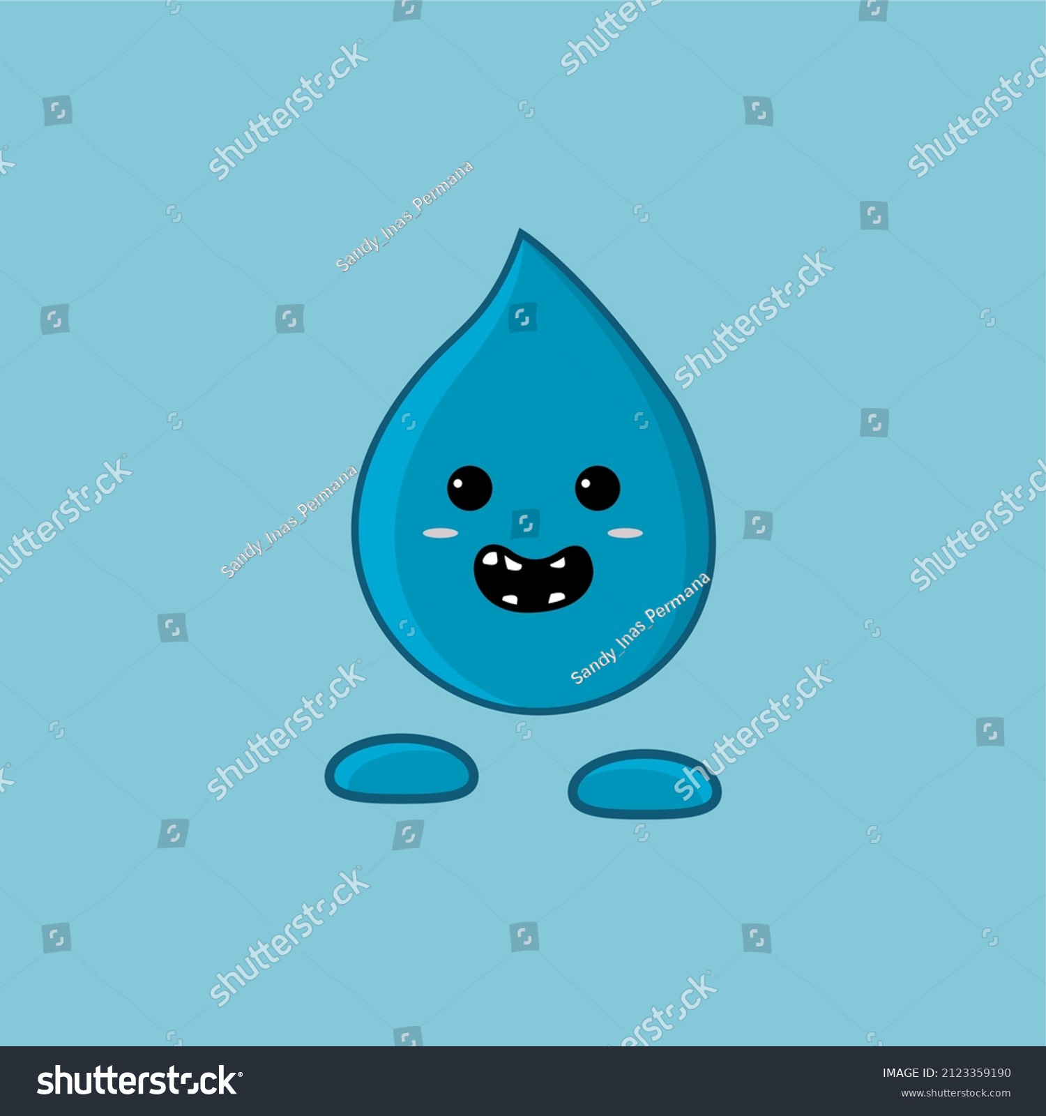 Water Drop Cartoon Illustration Smiling Expression Stock Vector ...