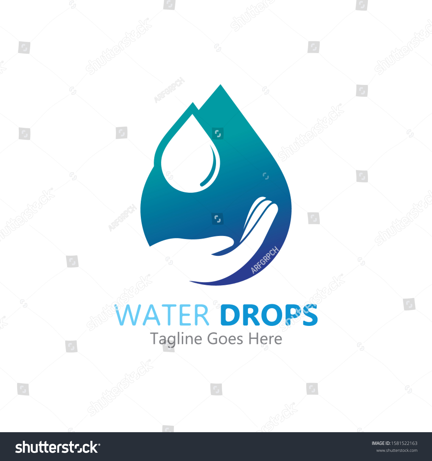 Water Drop Hand Logo Vector Template Stock Vector (Royalty Free) 1581522163