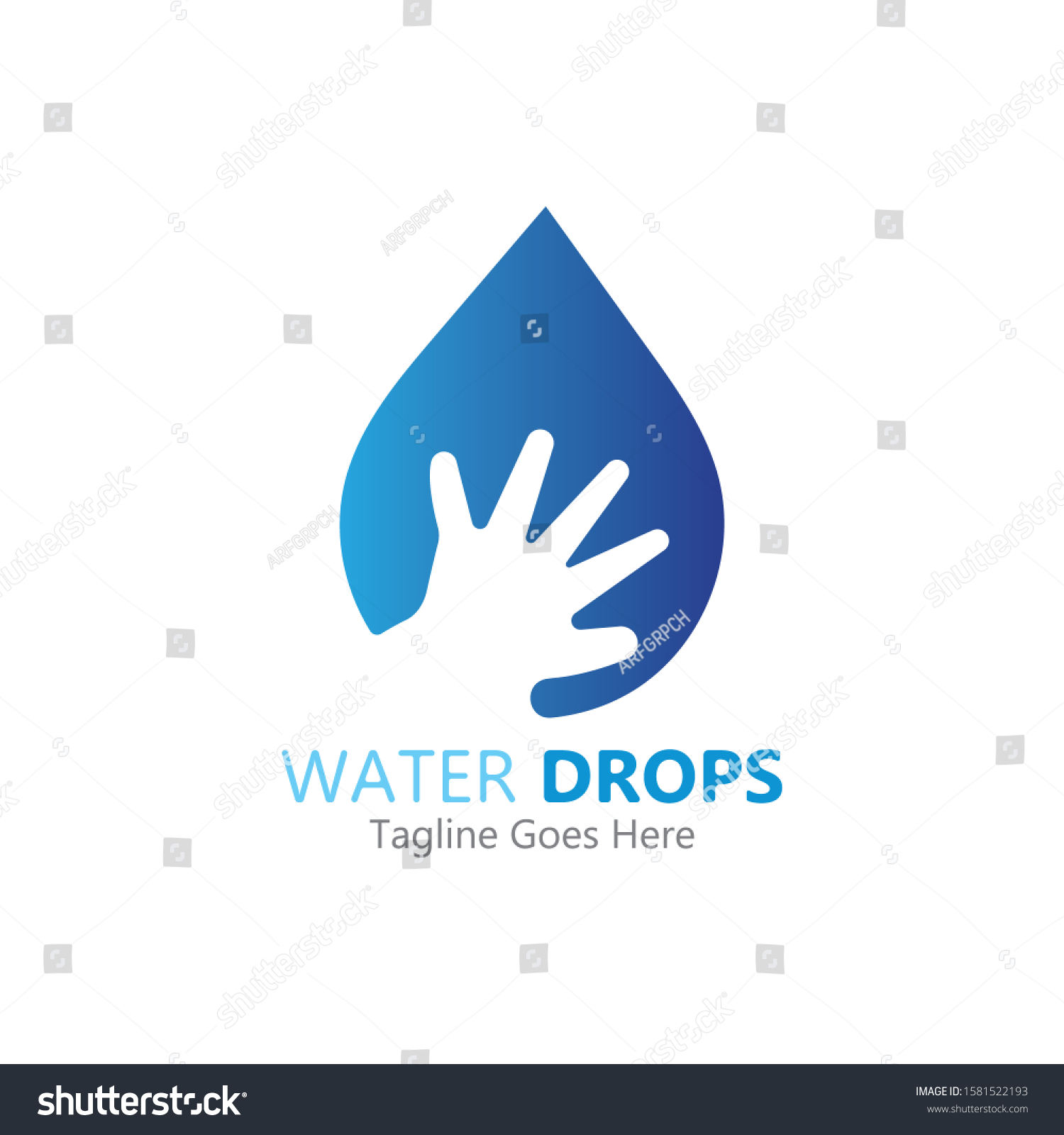 Water Drop Hand Logo Vector Template Stock Vector (Royalty Free ...