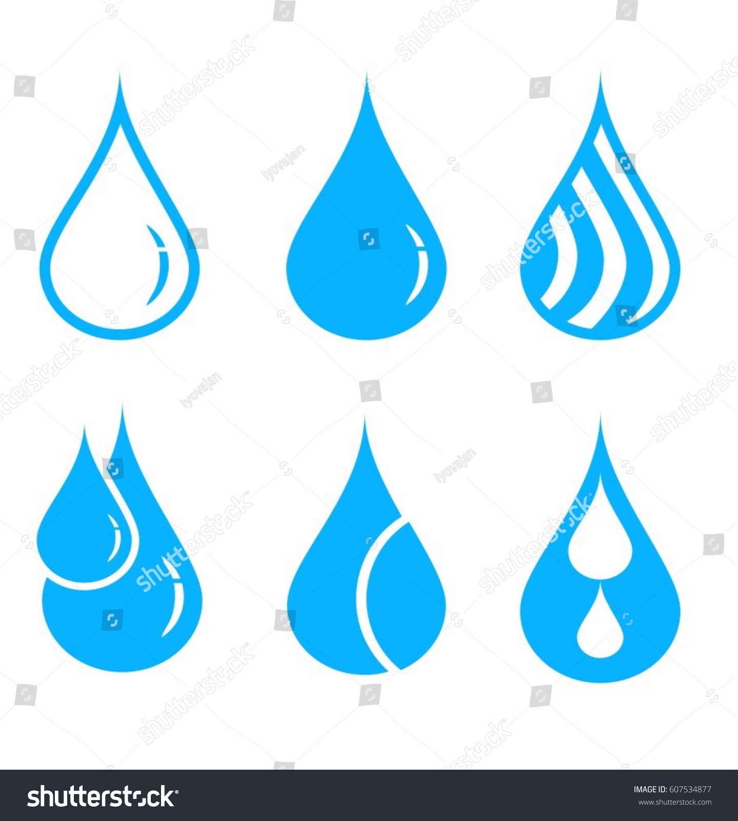 Water Drops Icon Set Vector Stock Vector 607534877 - Shutterstock