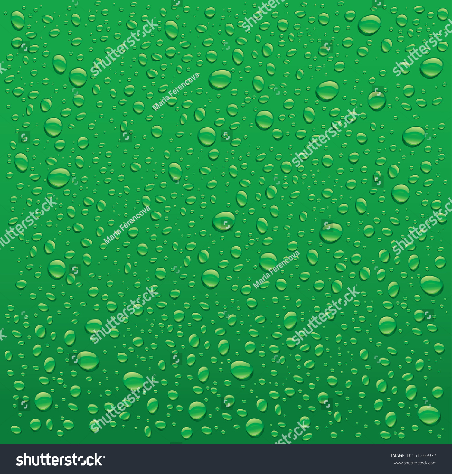 Water Drops On Green Background Stock Vector (Royalty Free) 151266977