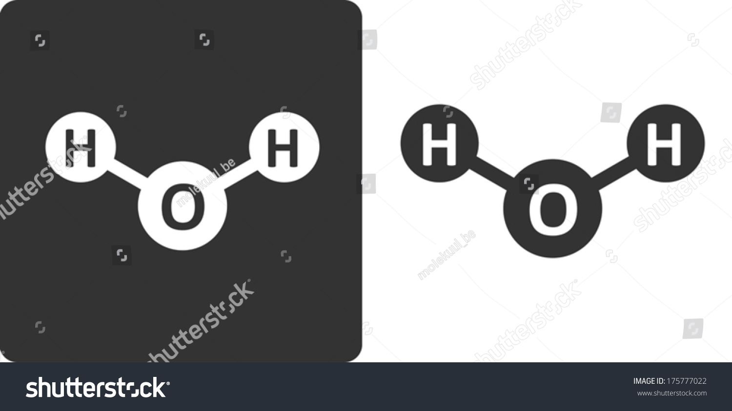 Water (H2o) Molecule, Flat Icon Style. Atoms Shown As Circles. Stock ...