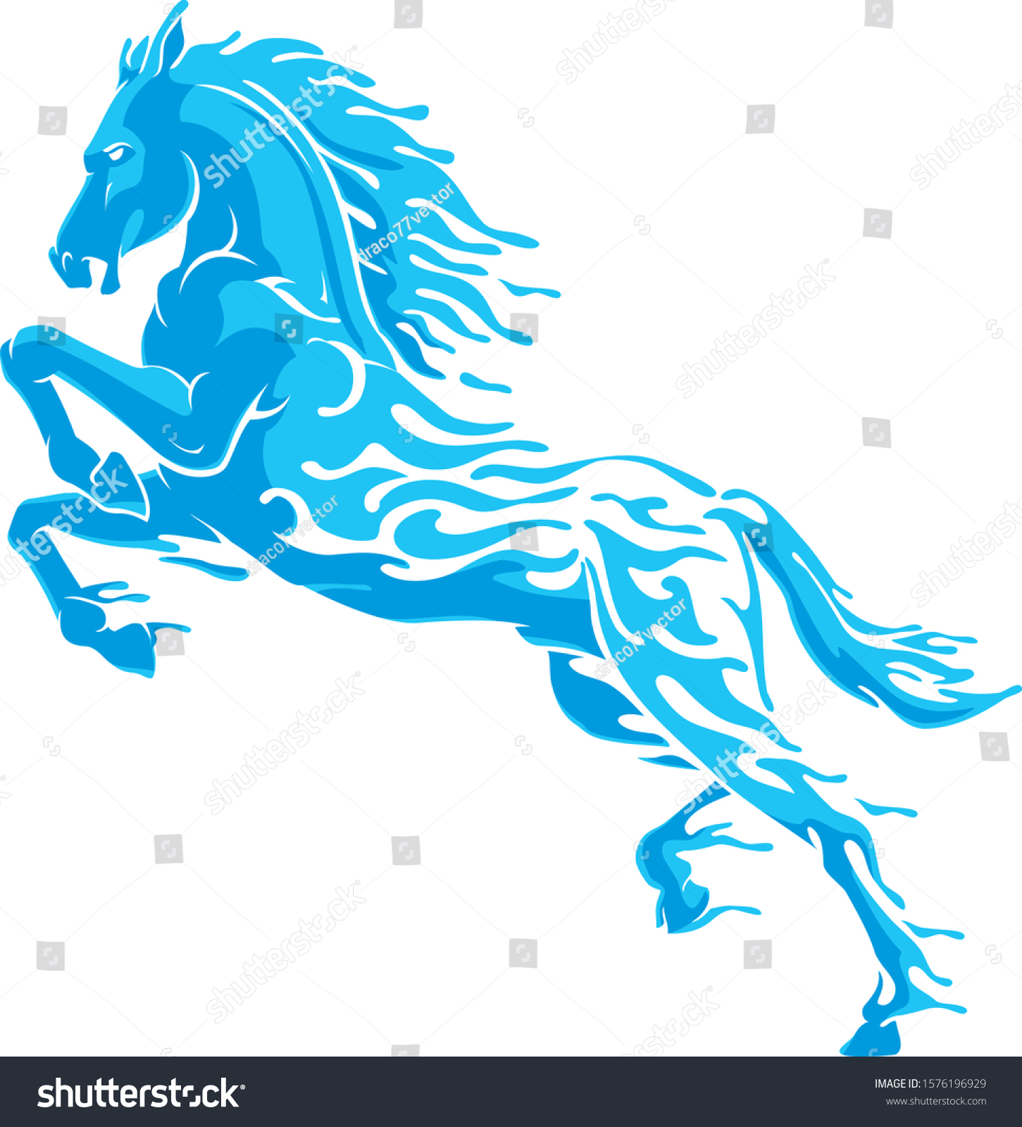 Water Horse Blue Mythical Creature vector de stock (libre de regalías