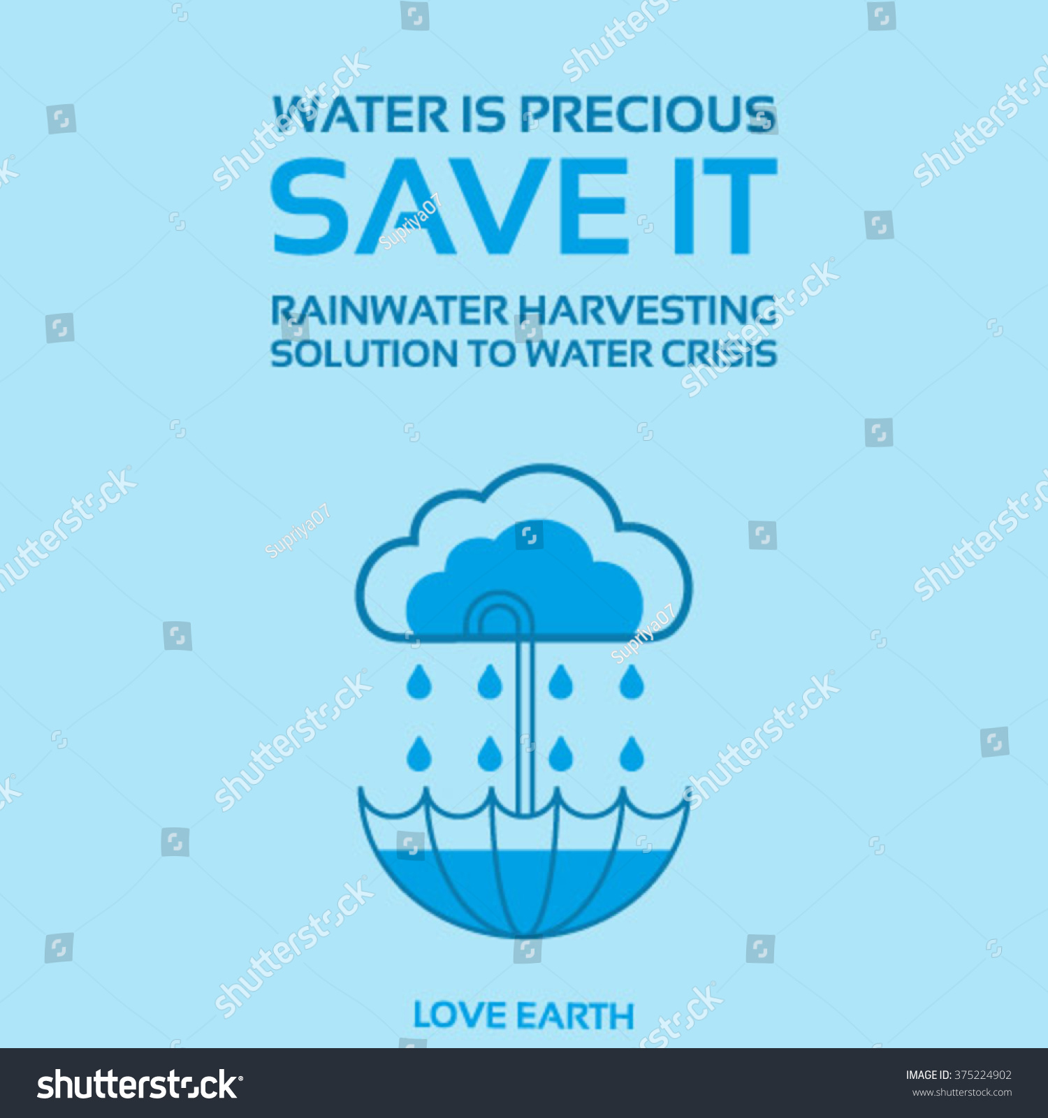 Water Life Save It Rainwater Harvesting Solution Water Crisisvector ...