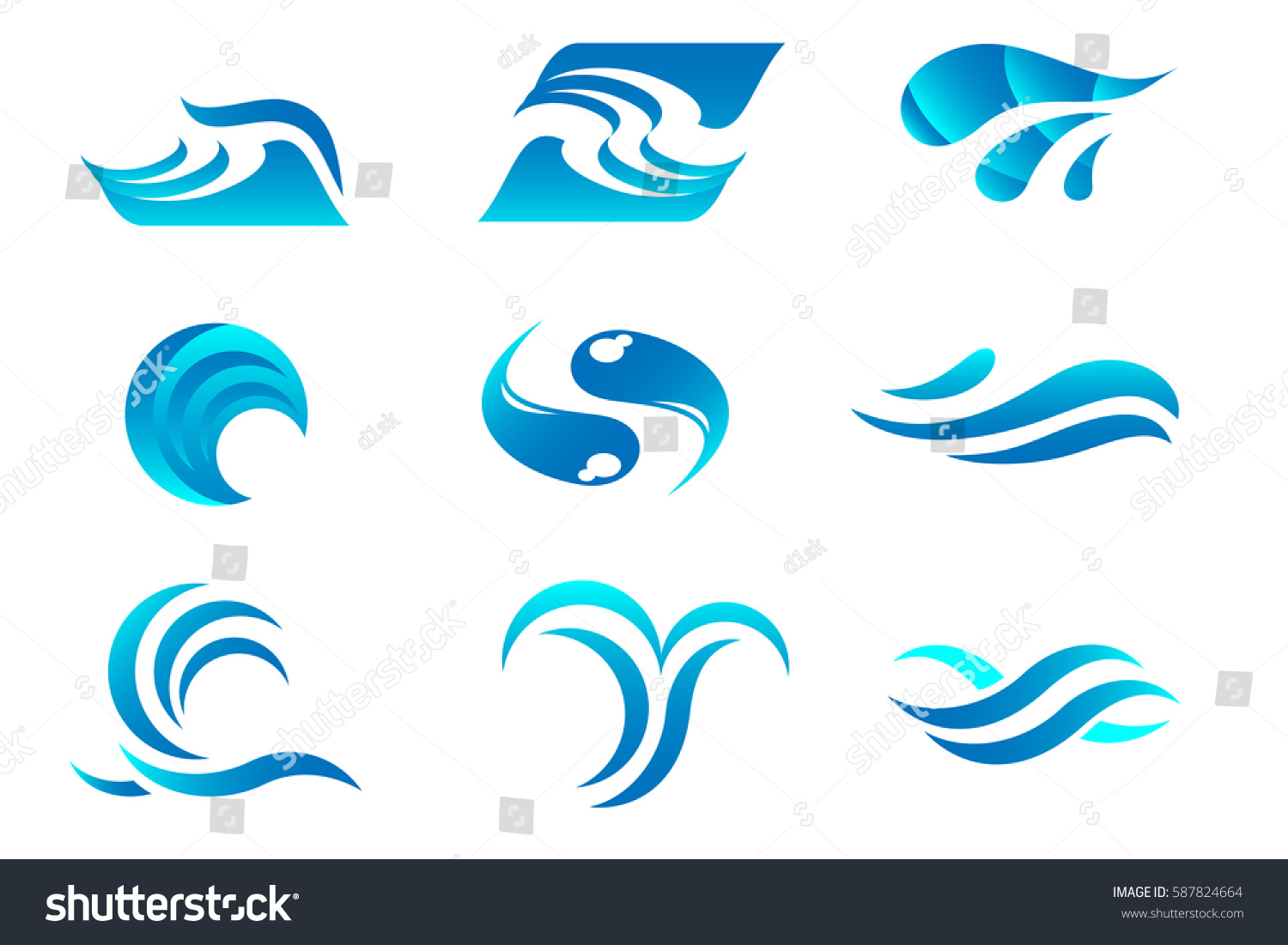 Water Logos Set Stock Vector 587824664 - Shutterstock