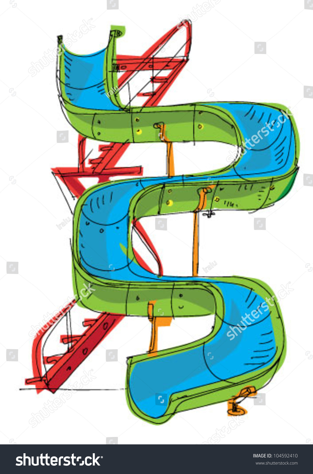 Water Park - Slide - Cartoon Stock Vector Illustration 104592410 ...
