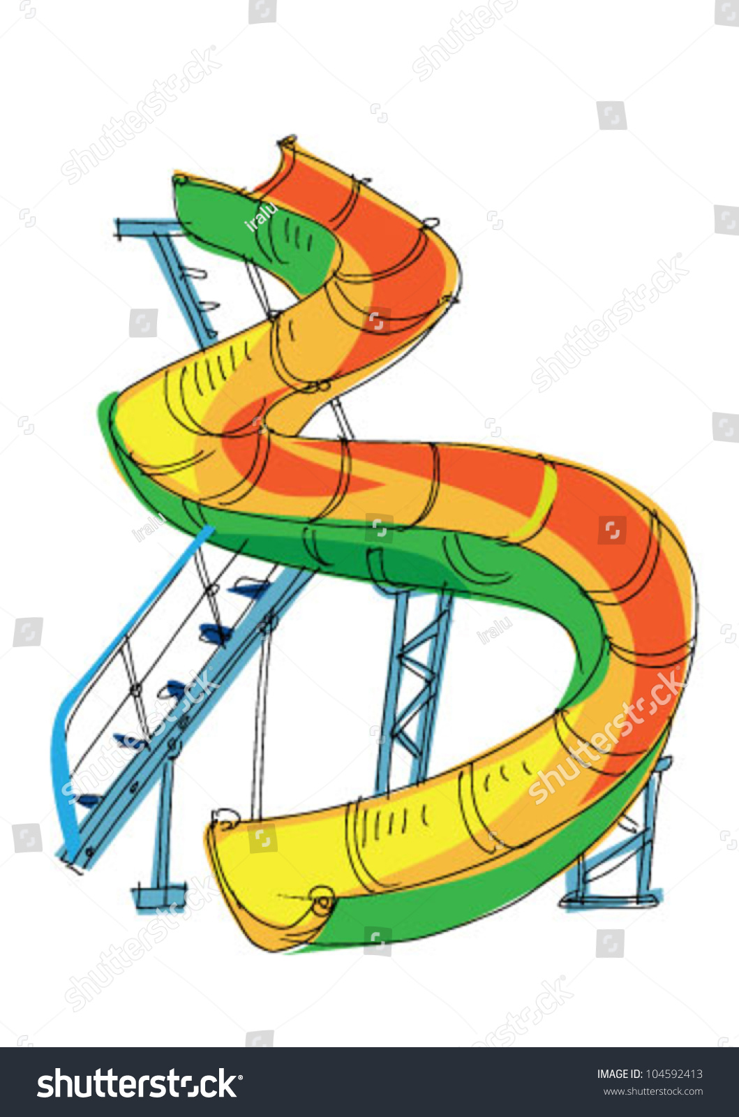 Water Park - Slide - Cartoon Stock Vector Illustration 104592413 ...