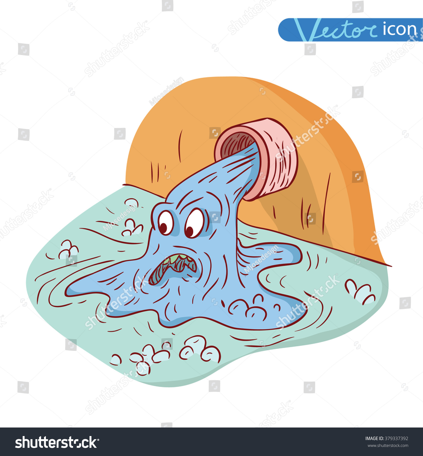 Water Pollution Vector Stock Vector 379337392 - Shutterstock