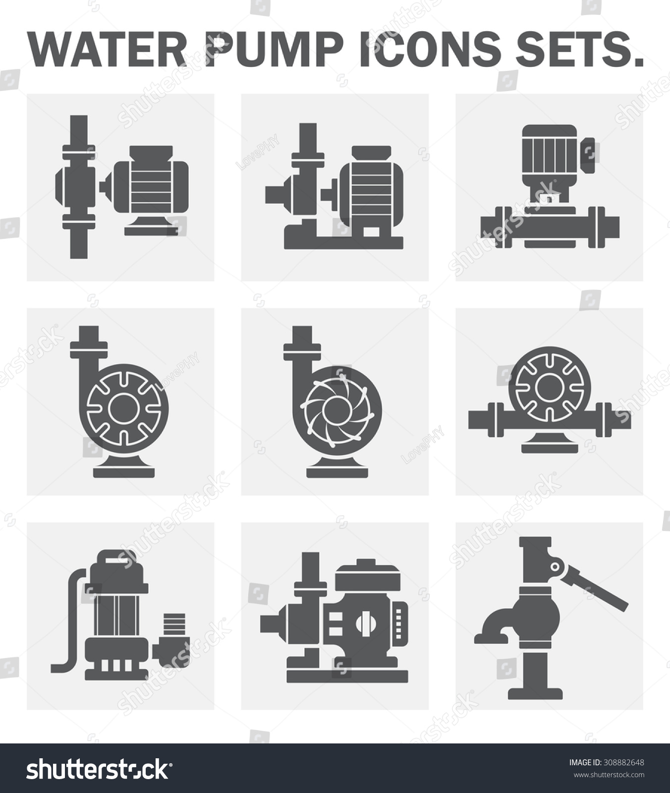 Water Pump Icons Sets. Stock Vector Illustration 308882648 : Shutterstock