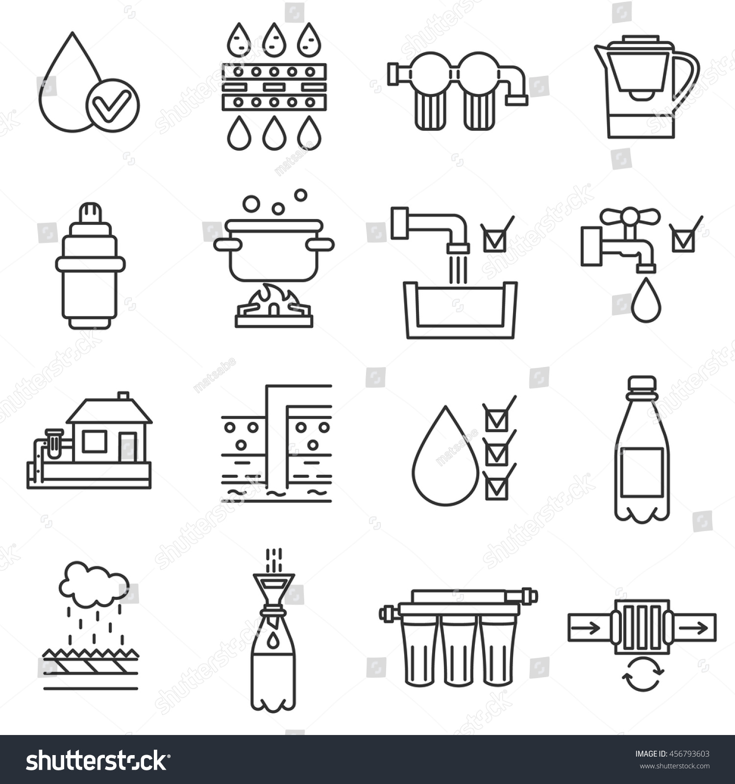 Water Purification Icon Set Wastewater Treatment Stock Vector 456793603 ...