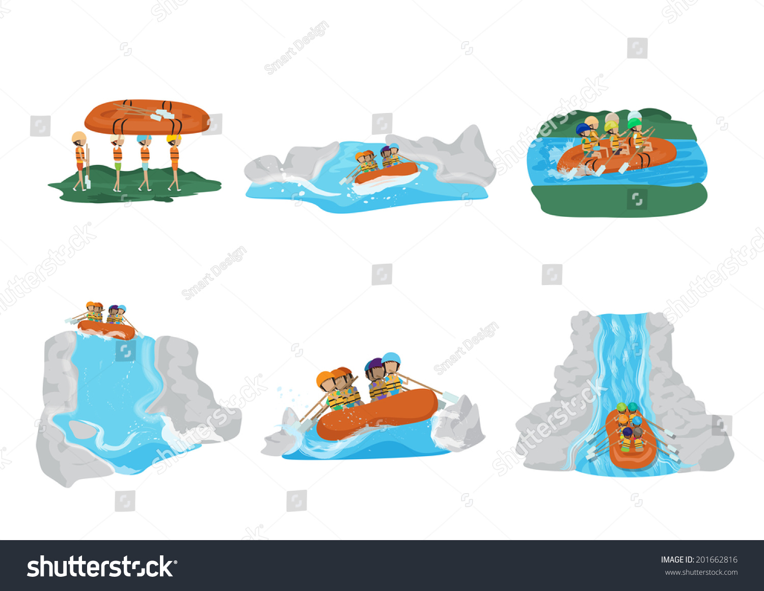 Water Rafting Set Isolated On White Stock Vector (Royalty Free) 201662816