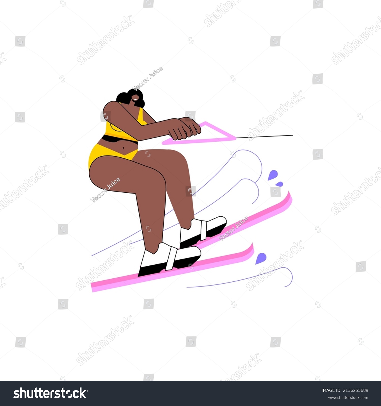 Stock Vector Water Skiing Abstract Concept Vector Illustration Water Park Wakespot Boat Cable Active 2136255689 