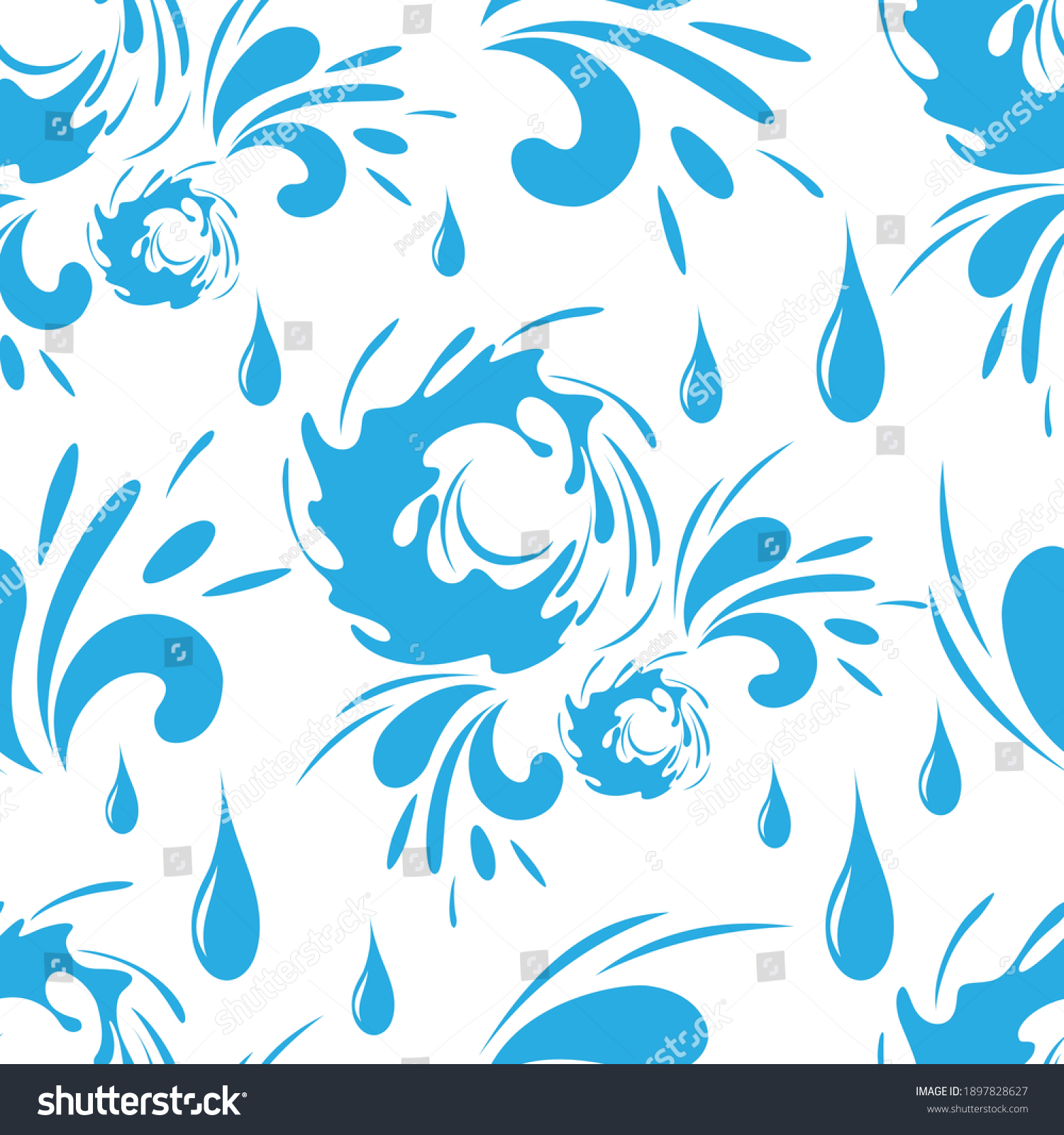 Water Splash Splash Seamless Pattern Vector Stock Vector (Royalty Free