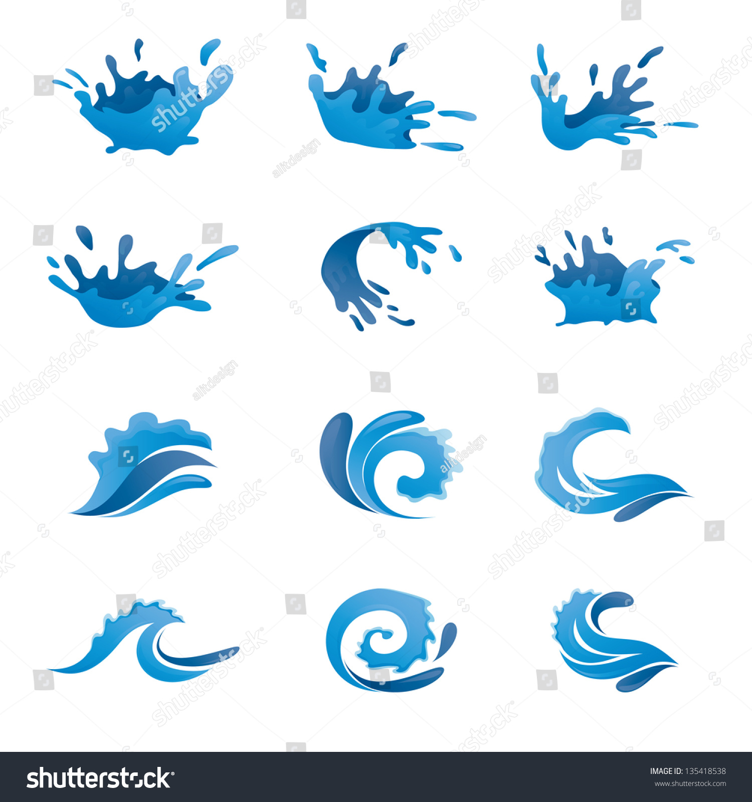 Water Vector Set Stock Vector 135418538 - Shutterstock