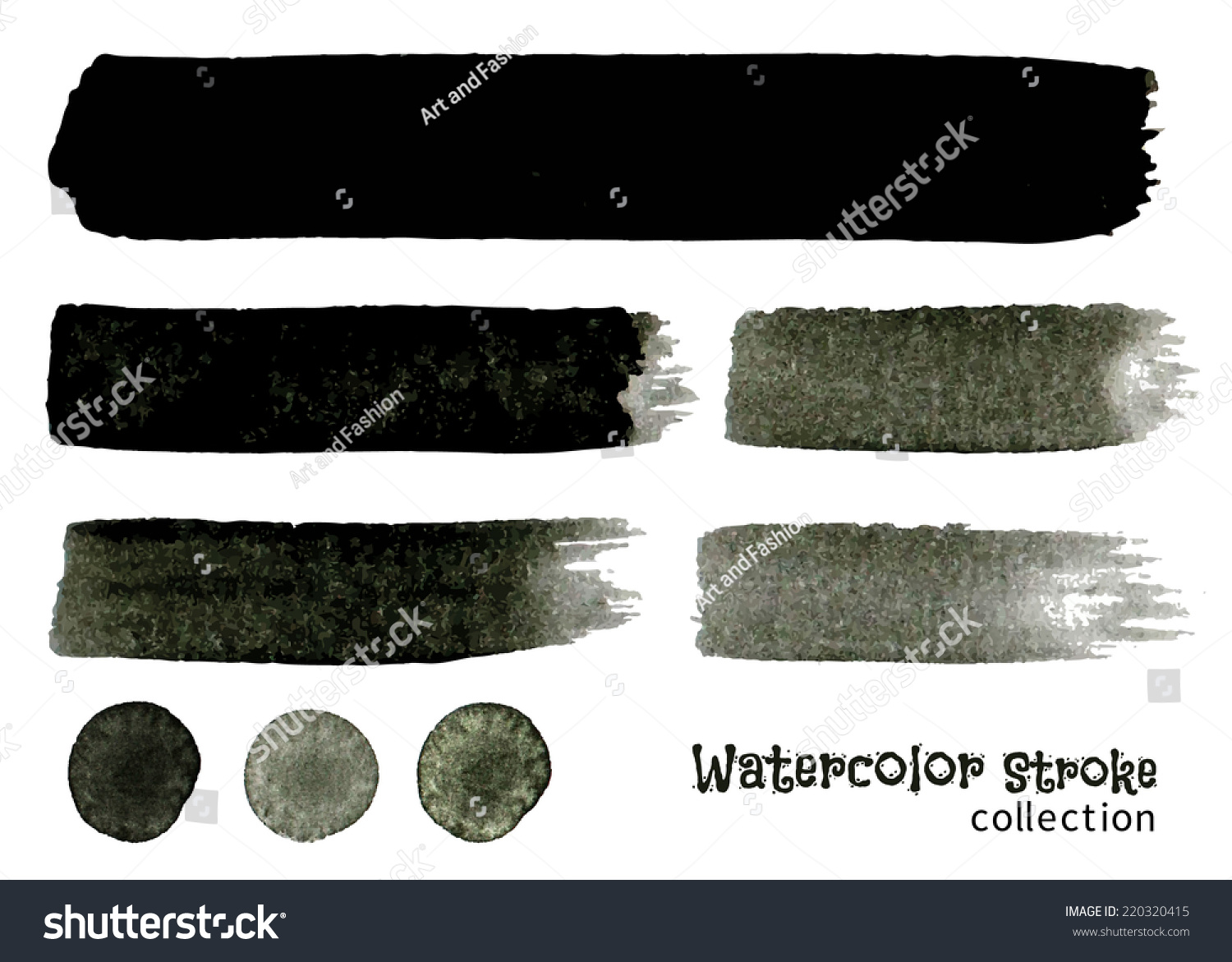 Watercolor Black Vector Brush Strokes Collection Stock Vector 220320415