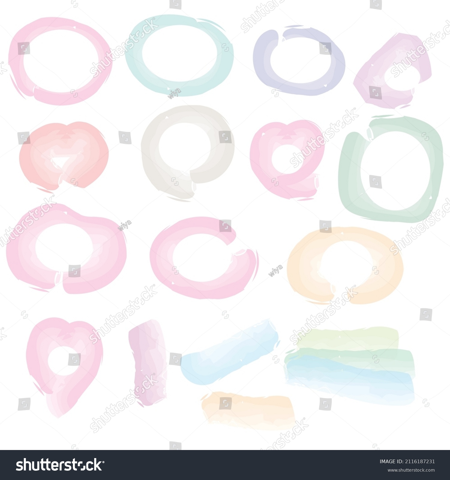 Watercolor Brush Strokes Various Styles Stock Vector Royalty Free   Stock Vector Watercolor Brush Strokes In Various Styles 2116187231 