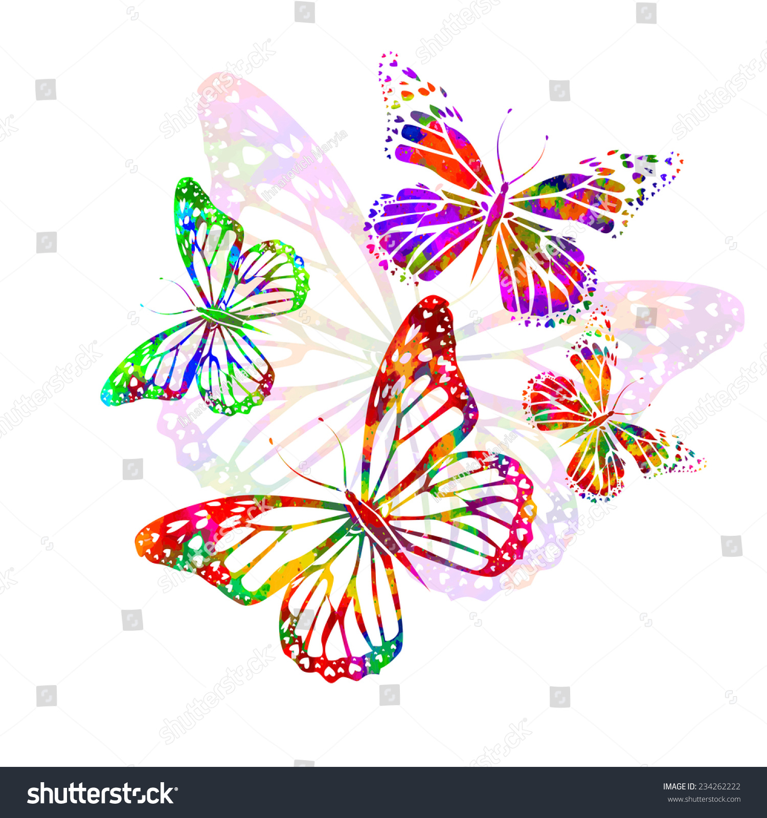 Watercolor Butterfly Isolated On White Background. Vector - 234262222 ...