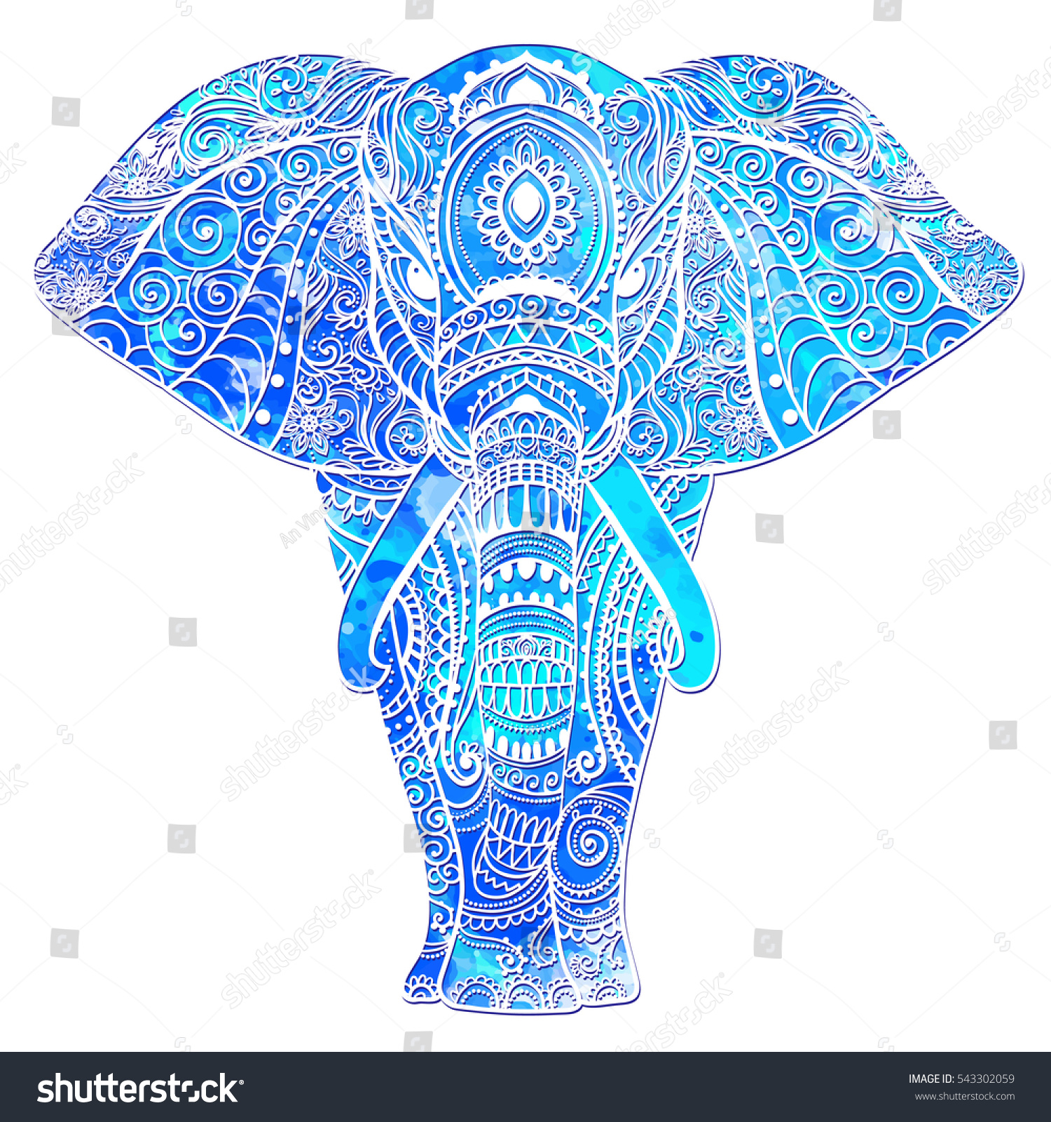 SVG of watercolor card with Elephant Frame of animal made in vector Elephant Illustration for design patternÃ?? textiles Hand drawn map with Elephant Bright print on t-shirt cup canvas and other object svg