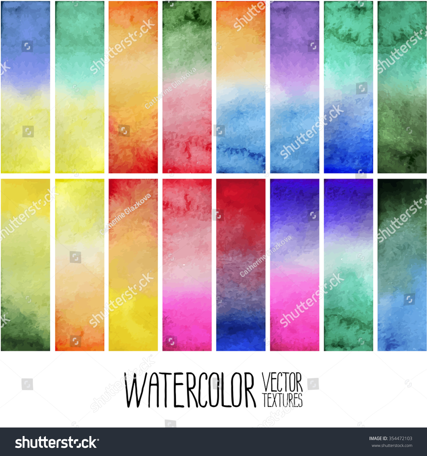 rectángulos degradados de color de agua. Elementos de diseño multicolor aislados en fondo blanco. Fácil de cortar