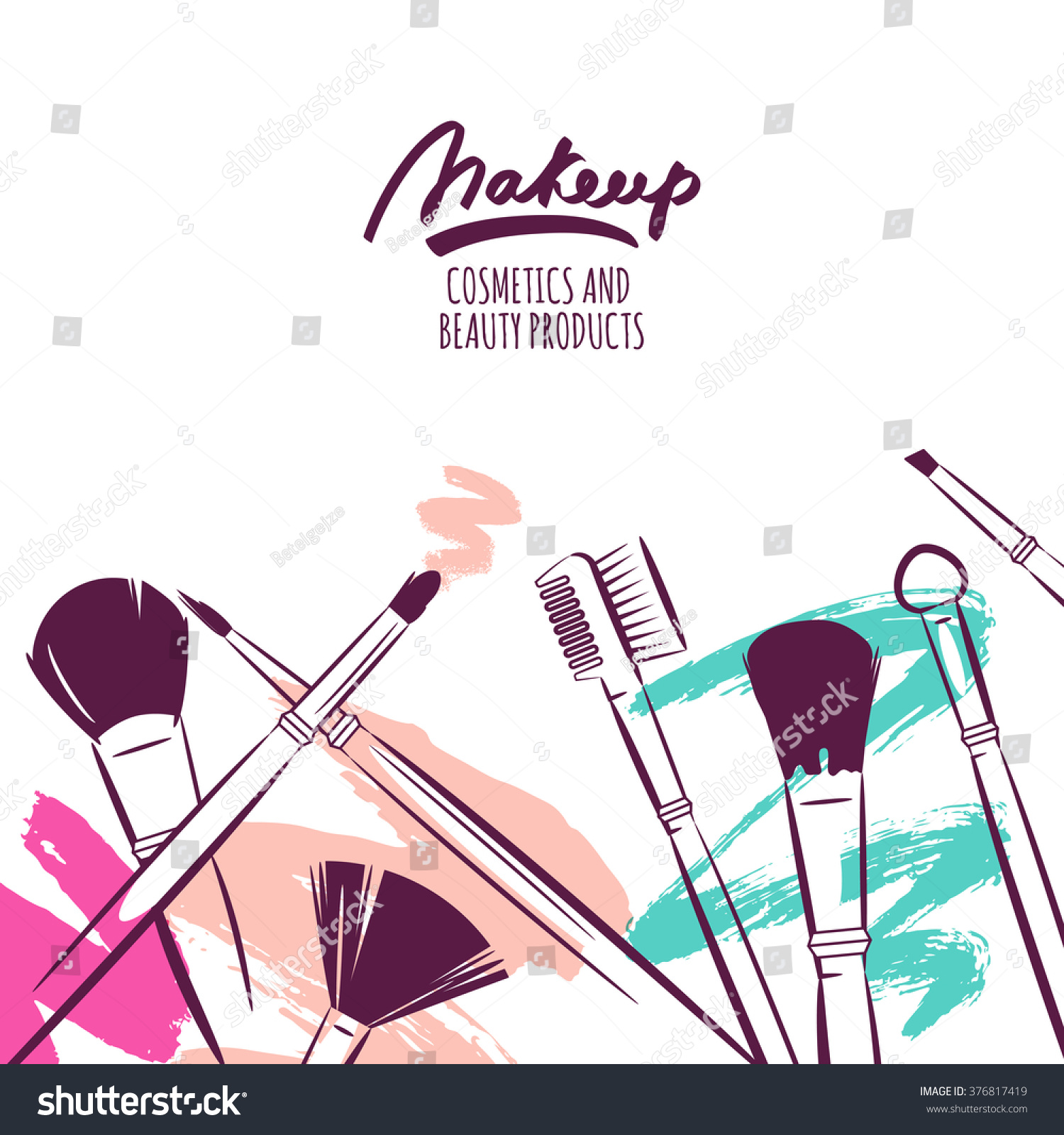 Download Watercolor Hand Drawn Illustration Makeup Brushes Stock ...