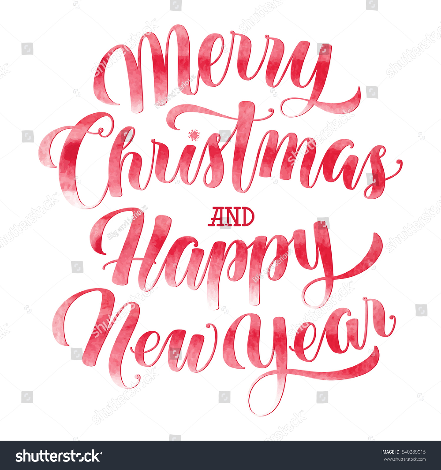 Watercolor Merry Christmas Happy New Year Stock Vector 540289015 - Shutterstock