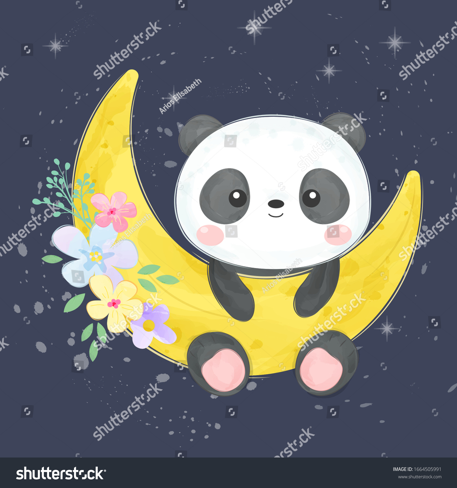 Watercolor Panda Illustration Animal Clipart Baby Stock Vector (Royalty ...