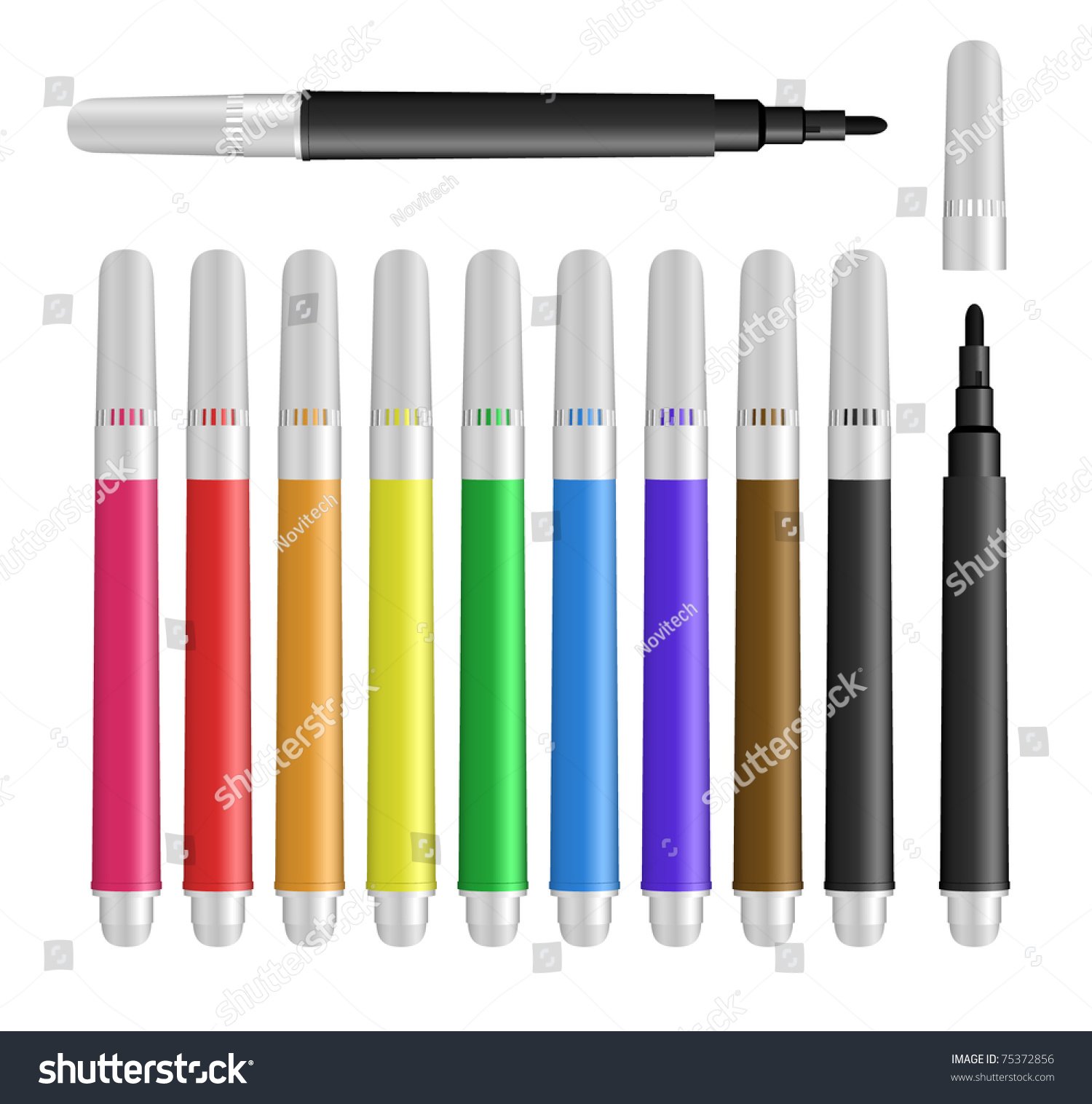 Watercolor Pen Set Stock Vector Illustration 75372856 : Shutterstock