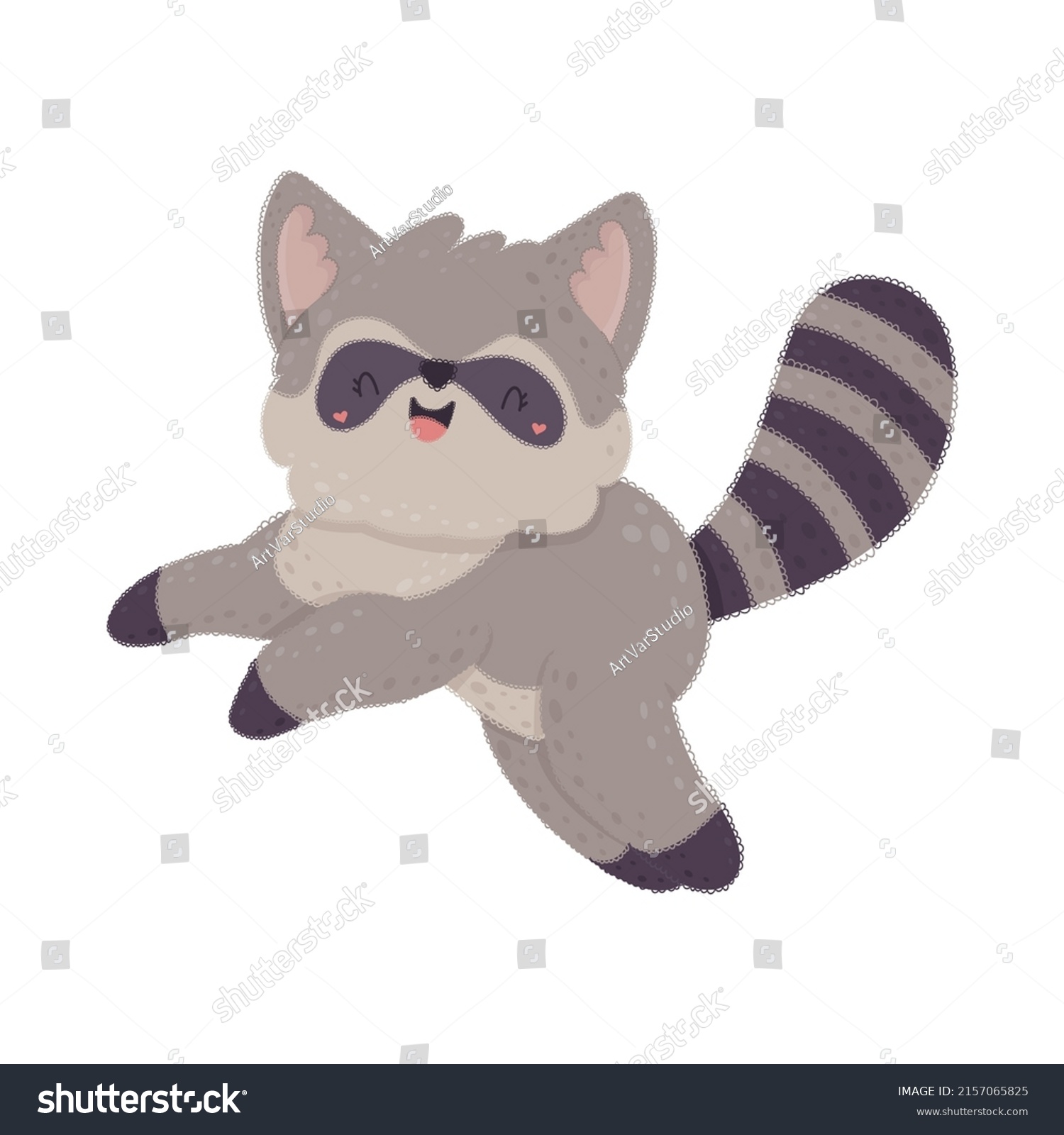SVG of Watercolor raccoon in cartoon style. Vector illustration of a cute animal. Cute little illustration of racoon for kids, baby book, fairy tales, covers, baby shower invitation, textile t-shirt. svg